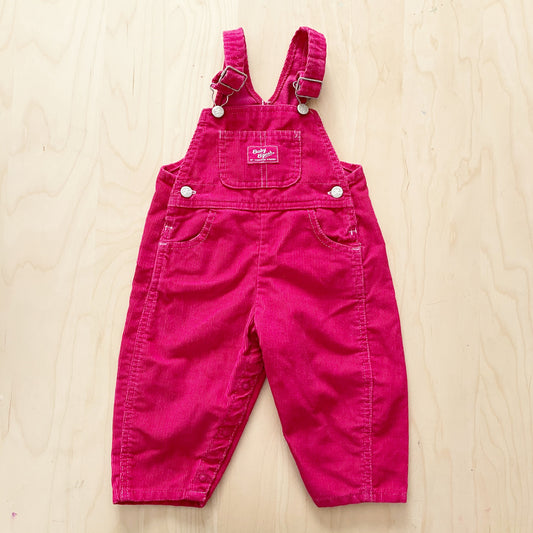 Vintage Baby B’gosh Cranberry Cord Overalls - Yellow Clover Vintage Kids Clothes