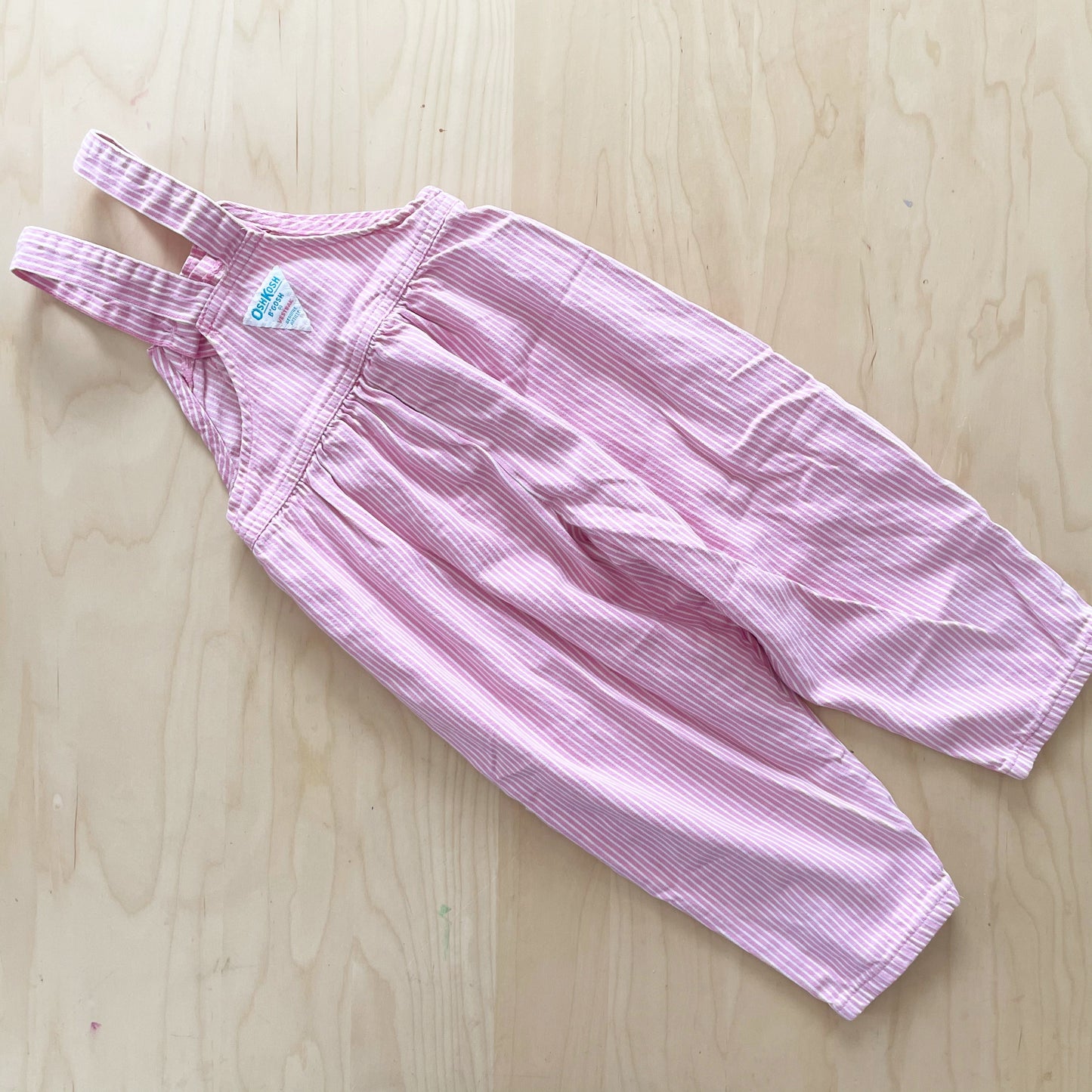 OshKosh Pink Engineer Stripe Bubble Overalls - Yellow Clover Vintage Kids Clothes