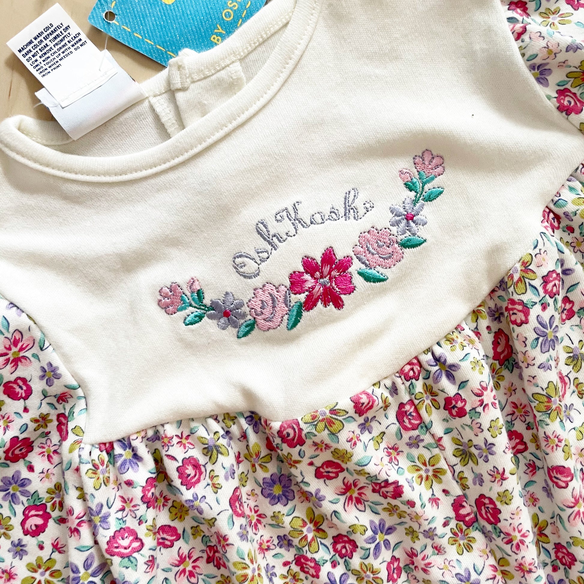 Deadstock Baby B’gosh Floral Jersey Romper - Yellow Clover Vintage Kids Clothes