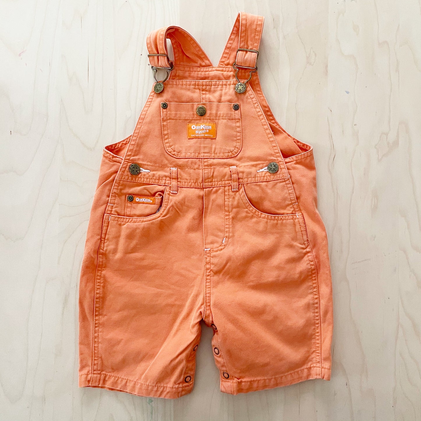 OshKosh Orange Baggy Cut Shortalls - Yellow Clover Vintage Kids Clothes