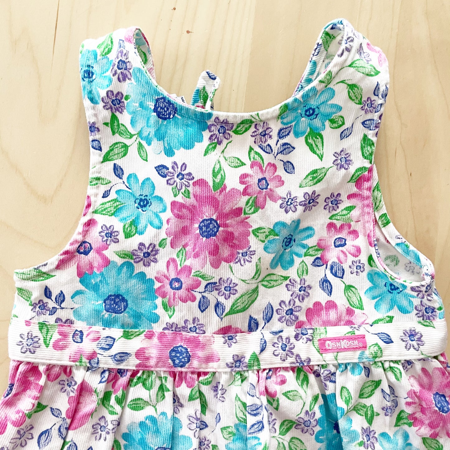 Vintage OshKosh Bright Floral Tie Back Dress - Yellow Clover Vintage Kids Clothes