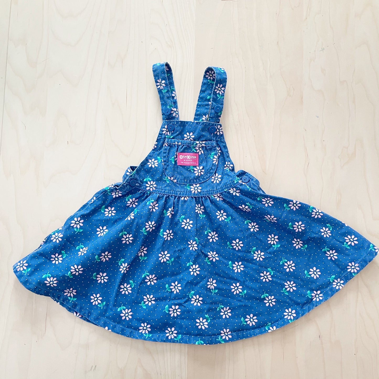 Vintage OshKosh Blue Floral Skirtall - Yellow Clover Vintage Kids Clothes