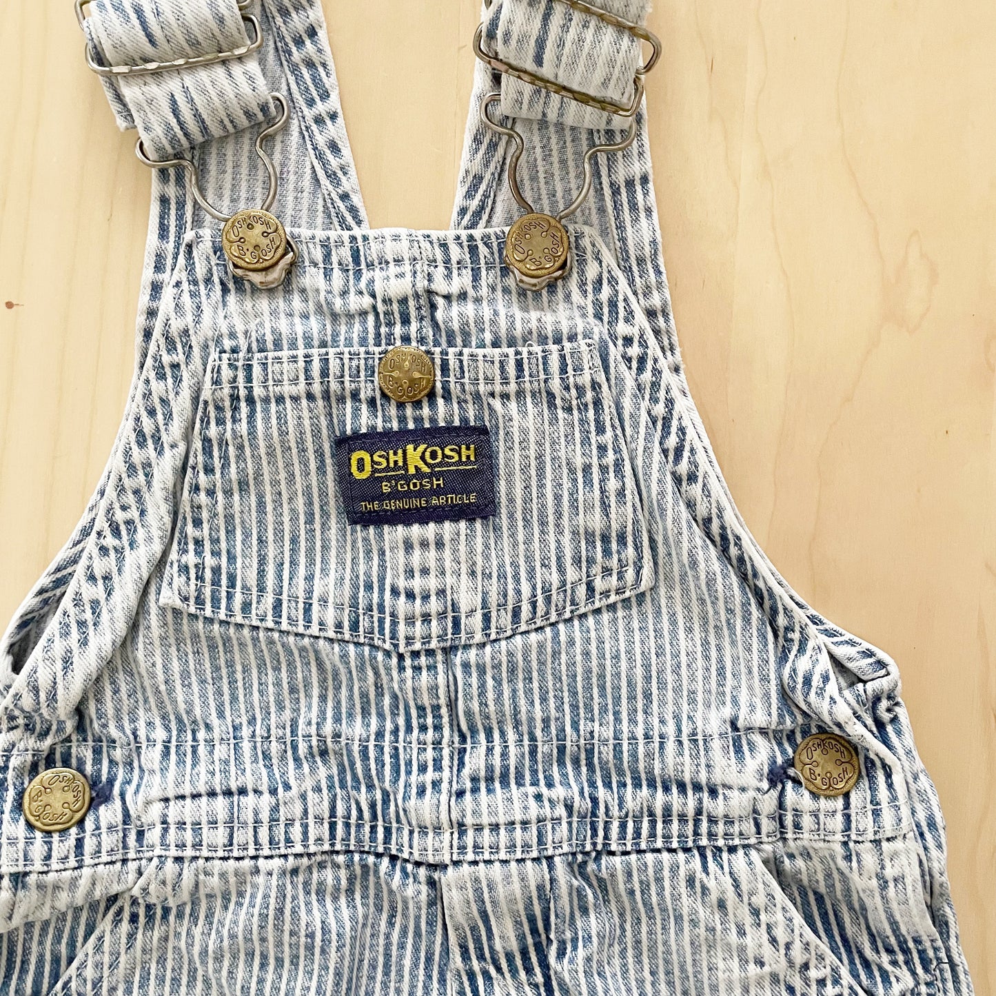 OshKosh Acid Wash Hickory Striped Overalls - Yellow Clover Vintage Kids Clothes