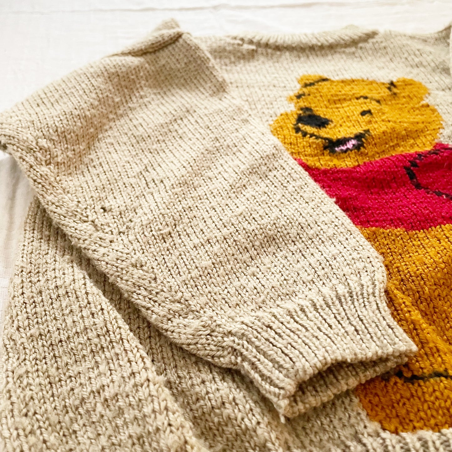 Handknit Pooh Sweater - Yellow Clover Vintage Kids Clothes