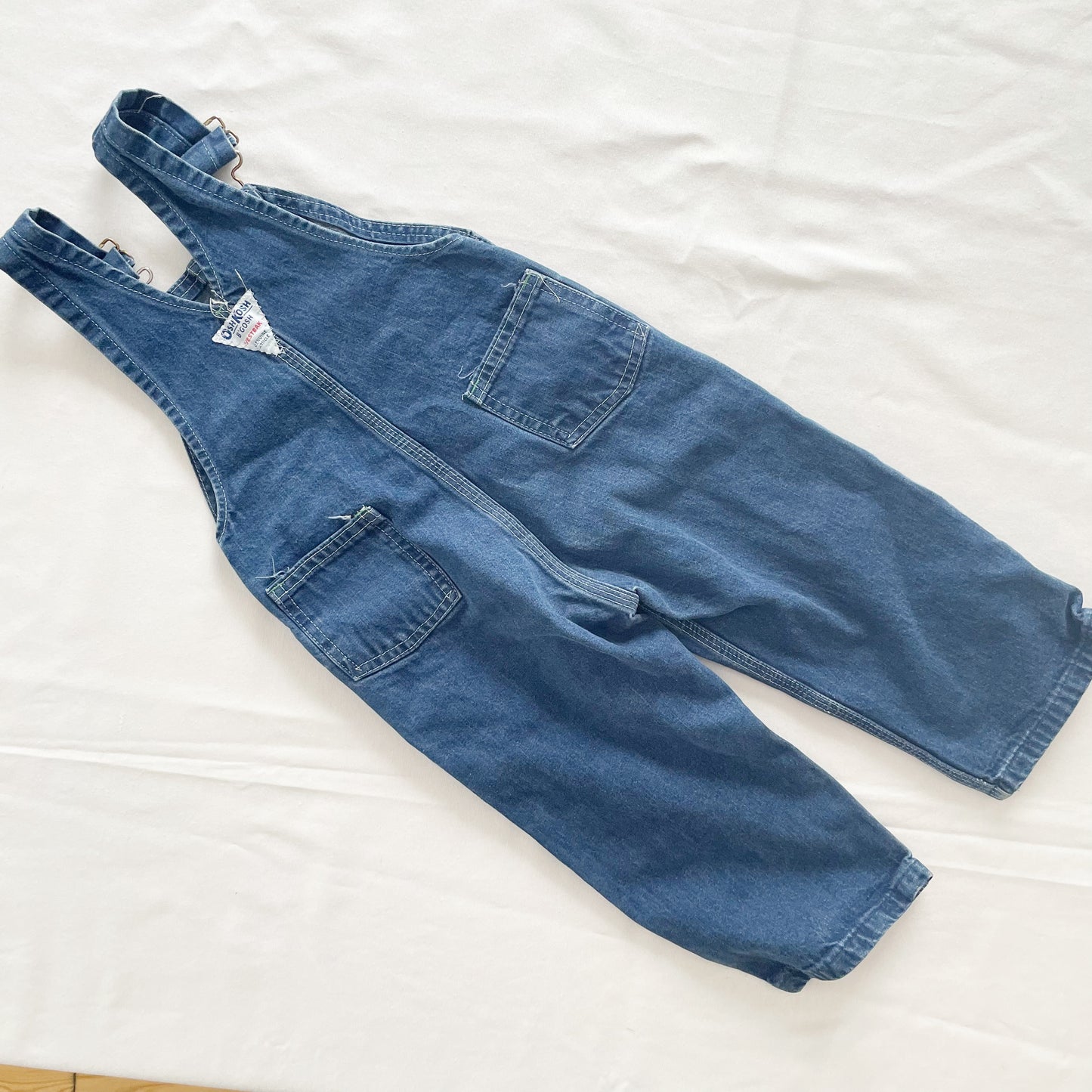 OshKosh Classic Cut Denim Overalls - Yellow Clover Vintage Kids Clothes