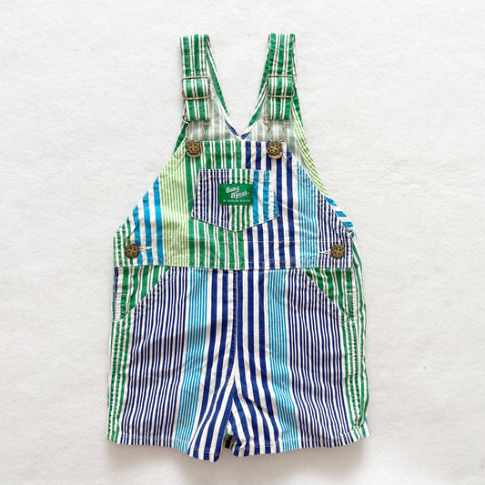 Baby B’gosh Blues + Greens Striped Shortalls - Yellow Clover Vintage Kids Clothes