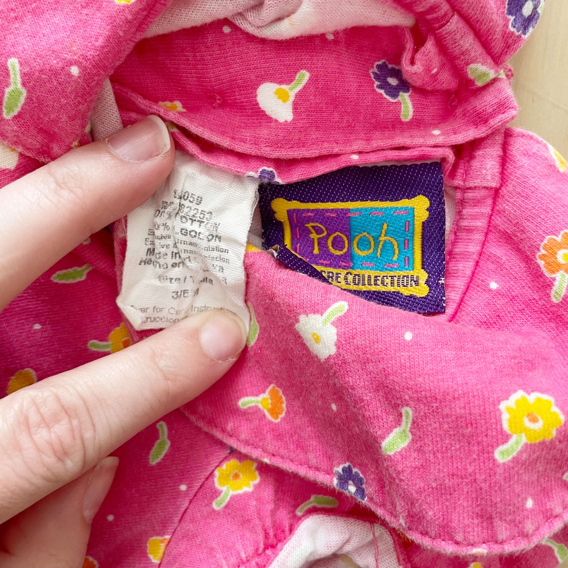 Pooh Floral Collared Romper - Yellow Clover Vintage Kids Clothes