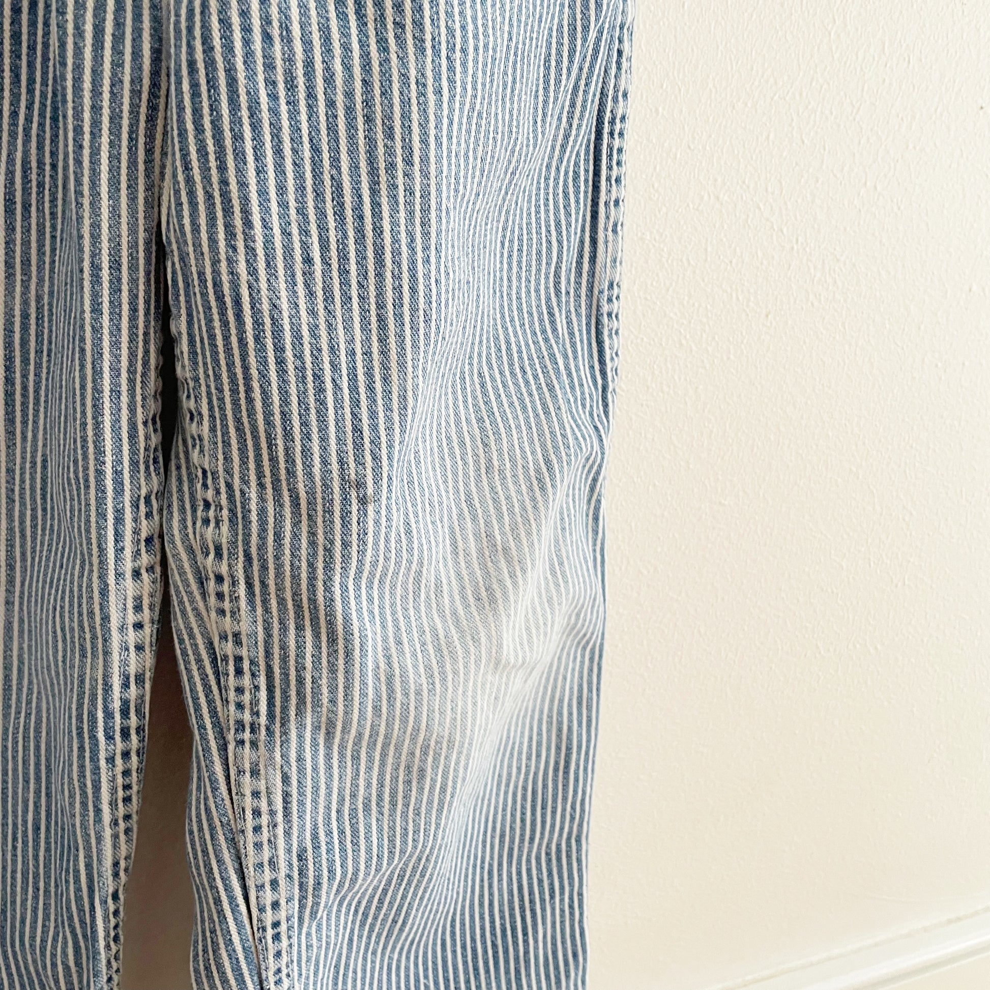 OshKosh Hickory Striped Button Pocket Overalls - Yellow Clover Vintage Kids Clothes