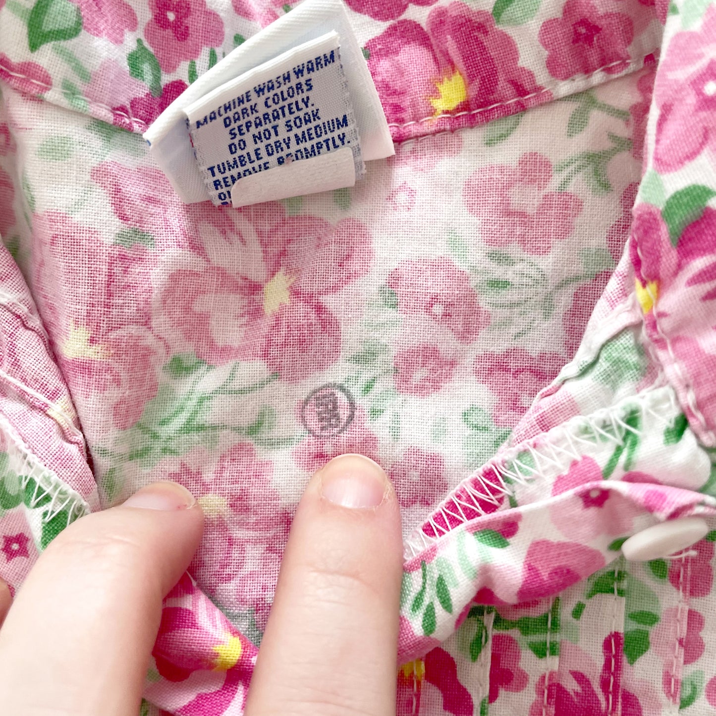 OshKosh Pink Floral Button Front Dress - Yellow Clover Vintage Kids Clothes