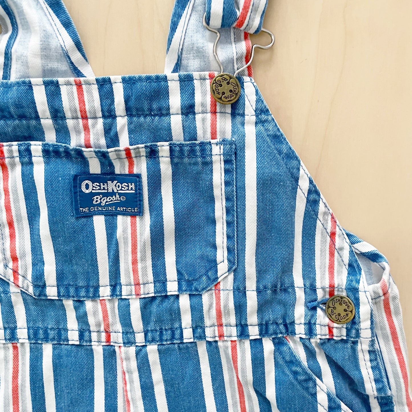 OshKosh Blue and Orange Stripe Shortalls - Yellow Clover Vintage Kids Clothes