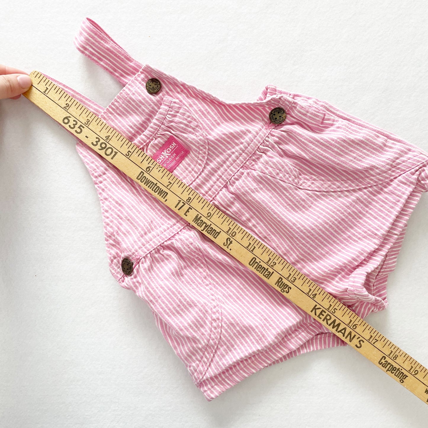 OshKosh Light Pink Hickory Stripe Bubble Shortalls