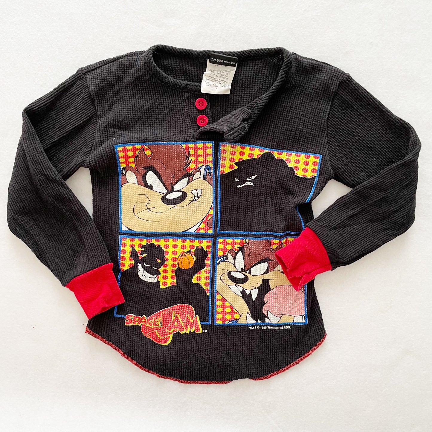 Space Jam Taz Thermal Tee - Yellow Clover Vintage Kids Clothes
