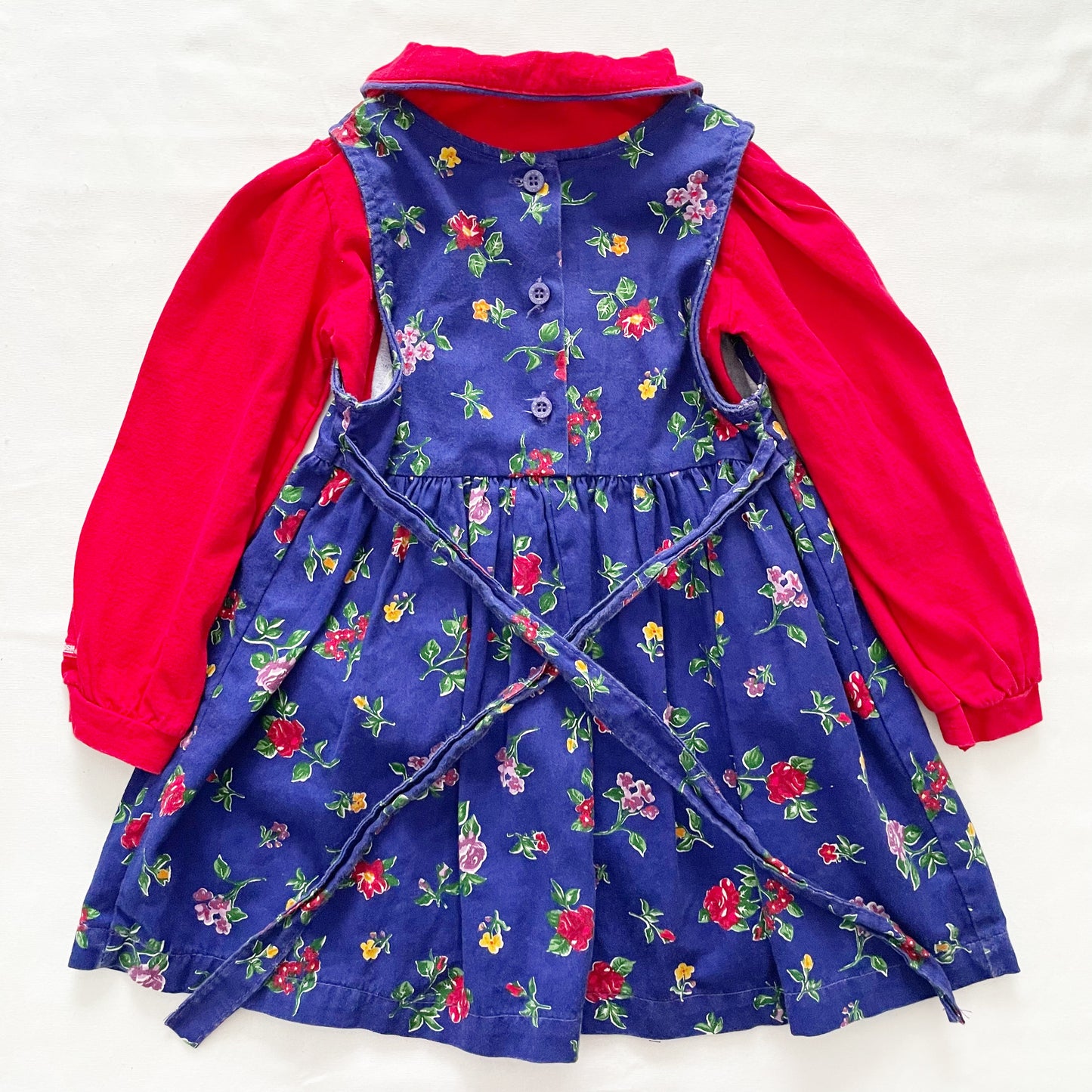 OshKosh Royal Blue Floral Dress Set - Yellow Clover Vintage Kids Clothes