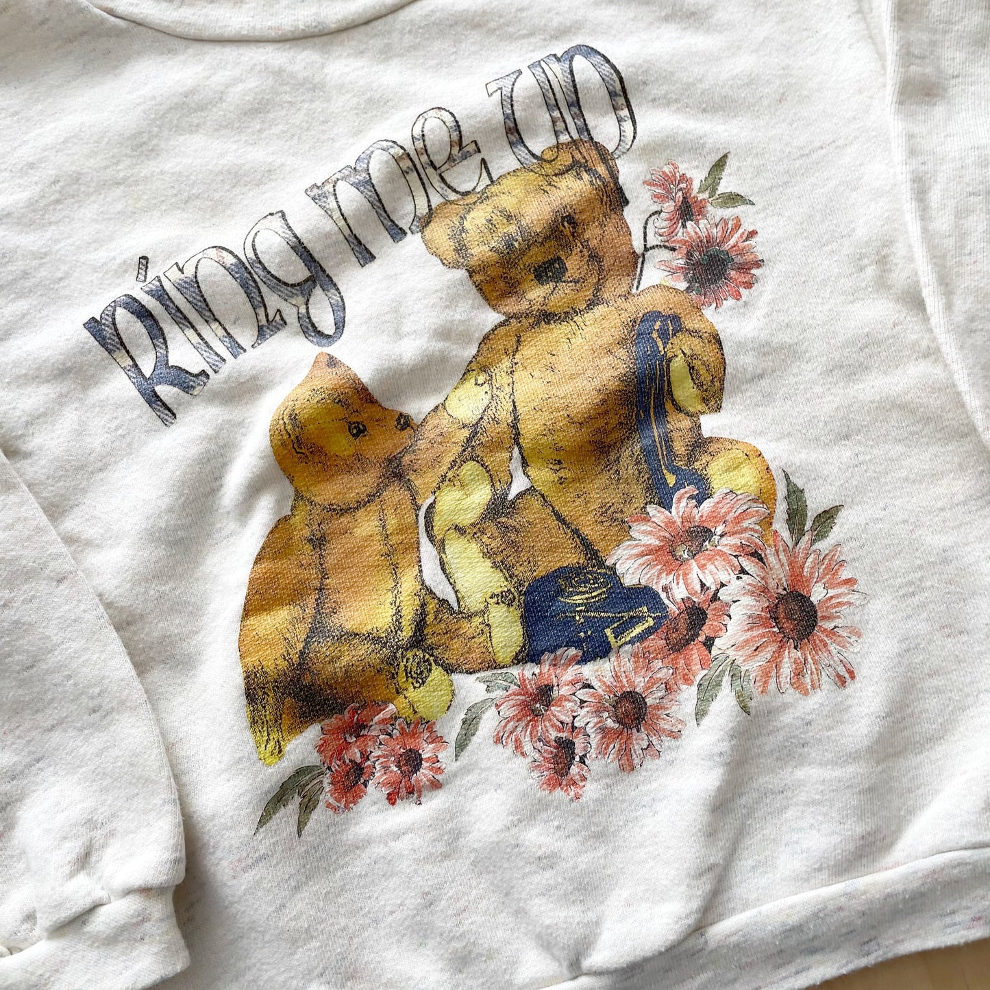 Vintage Teddy Bear Sweatshirt - Yellow Clover Vintage Kids Clothes