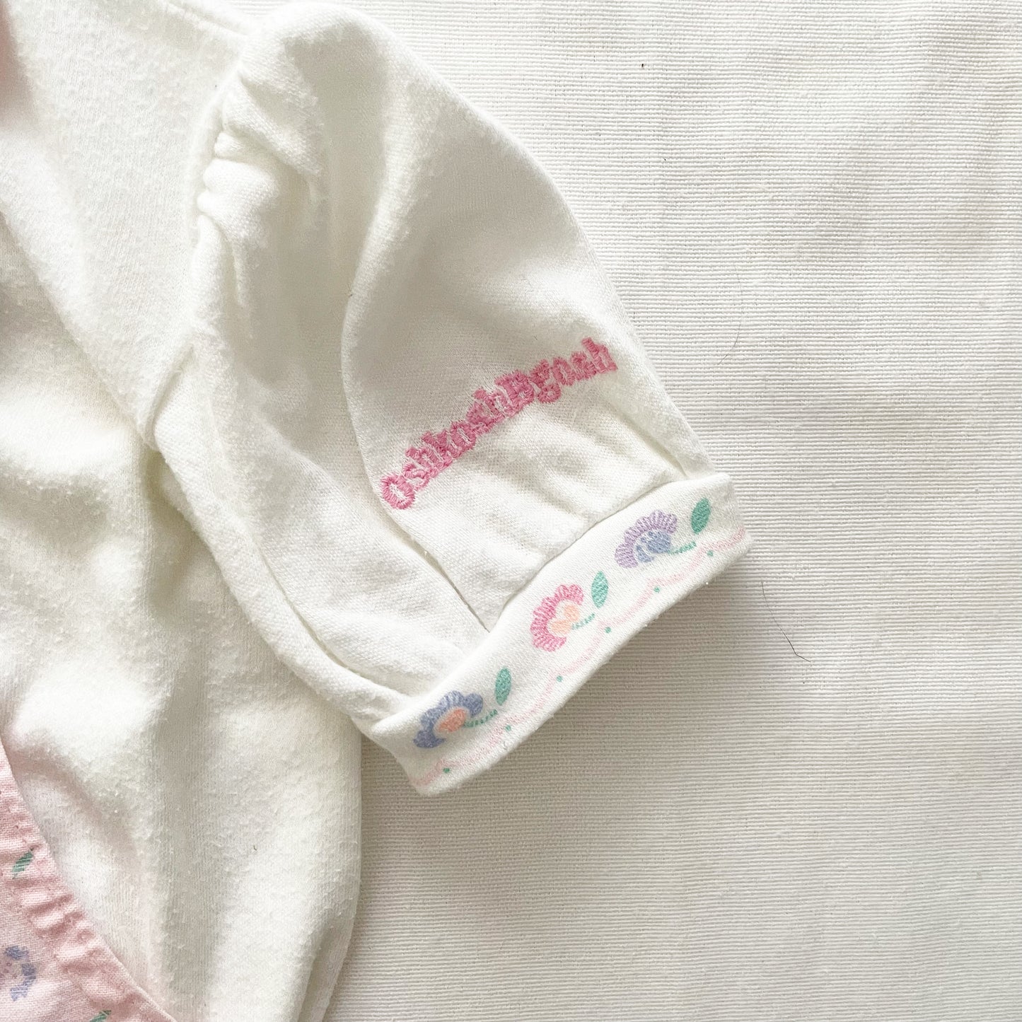 OshKosh Light Pink Floral Print Shortalls Set - Yellow Clover Vintage Kids Clothes