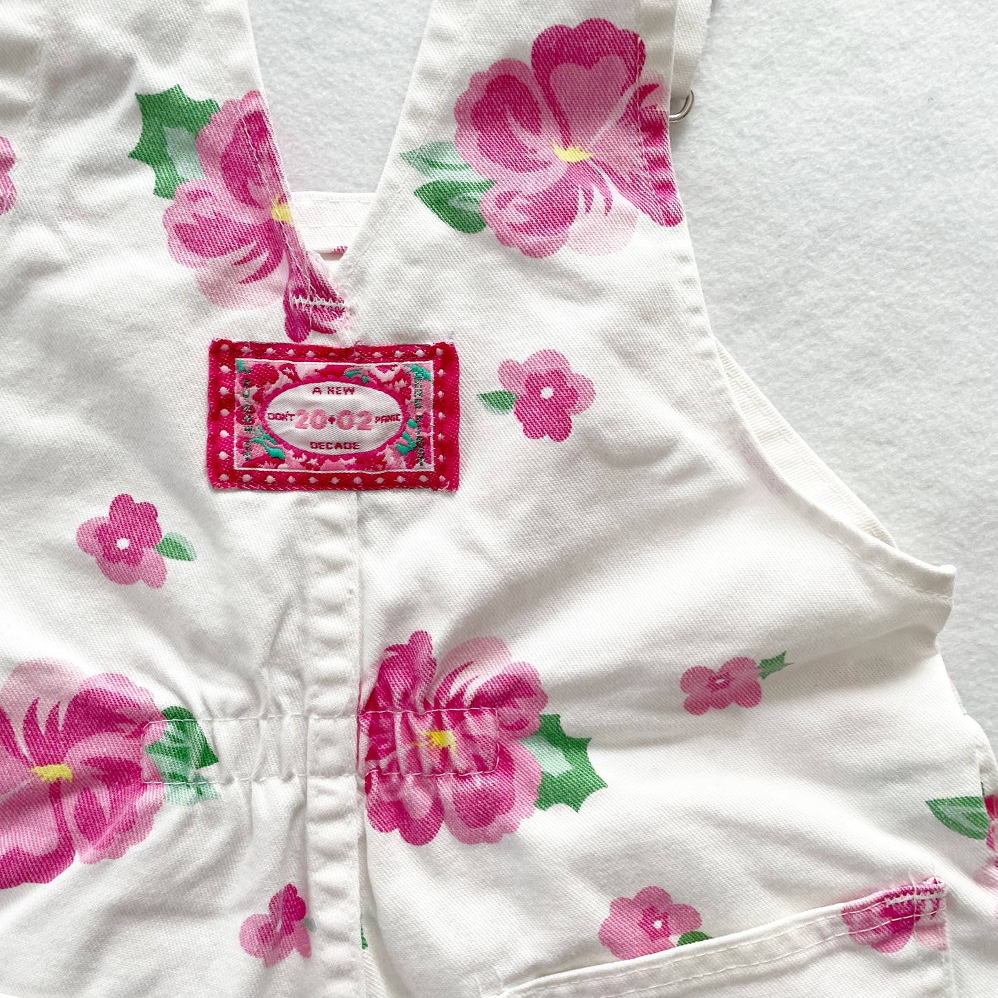 OshKosh Pink Flower Shortalls - Yellow Clover Vintage Kids Clothes