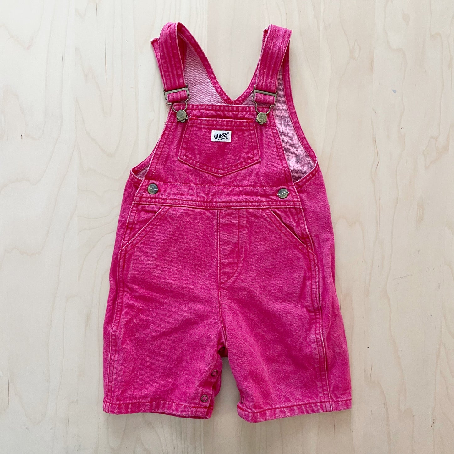 Guess Red Wash Longer Cut Shortalls - Yellow Clover Vintage Kids Clothes