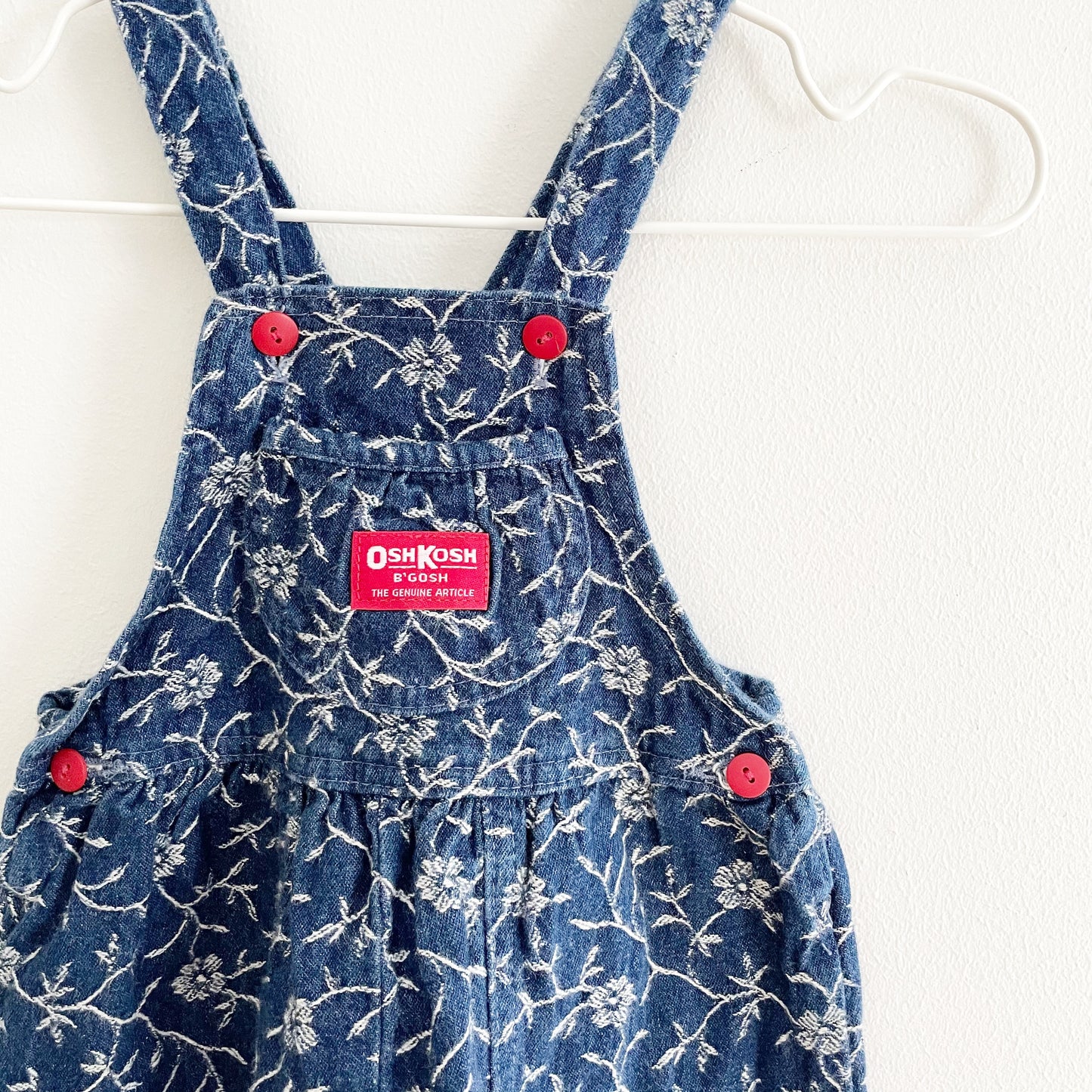 OshKosh Denim Floral Bubble Overalls - Yellow Clover Vintage Kids Clothes