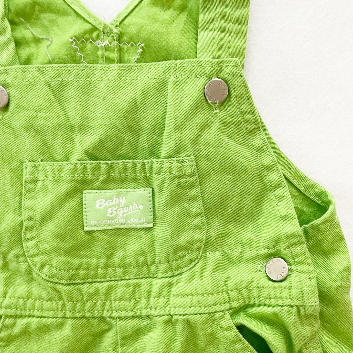 Baby B’gosh Lime Green Shortalls - Yellow Clover Vintage Kids Clothes