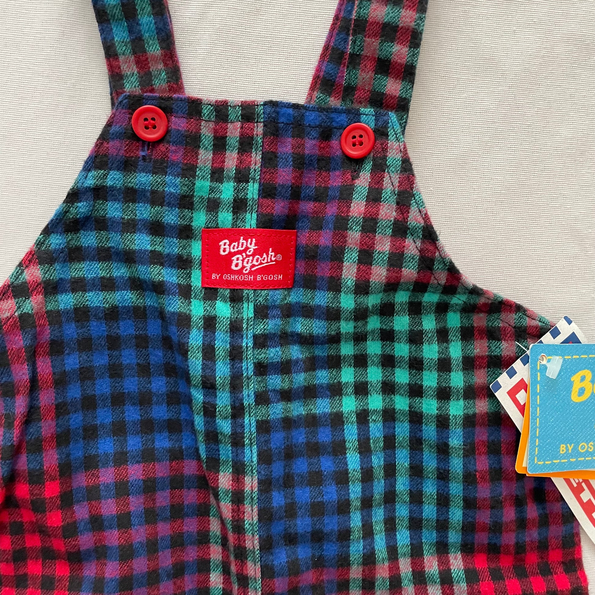 Baby B’gosh Flannel Gingham Check Overalls - Yellow Clover Vintage Kids Clothes