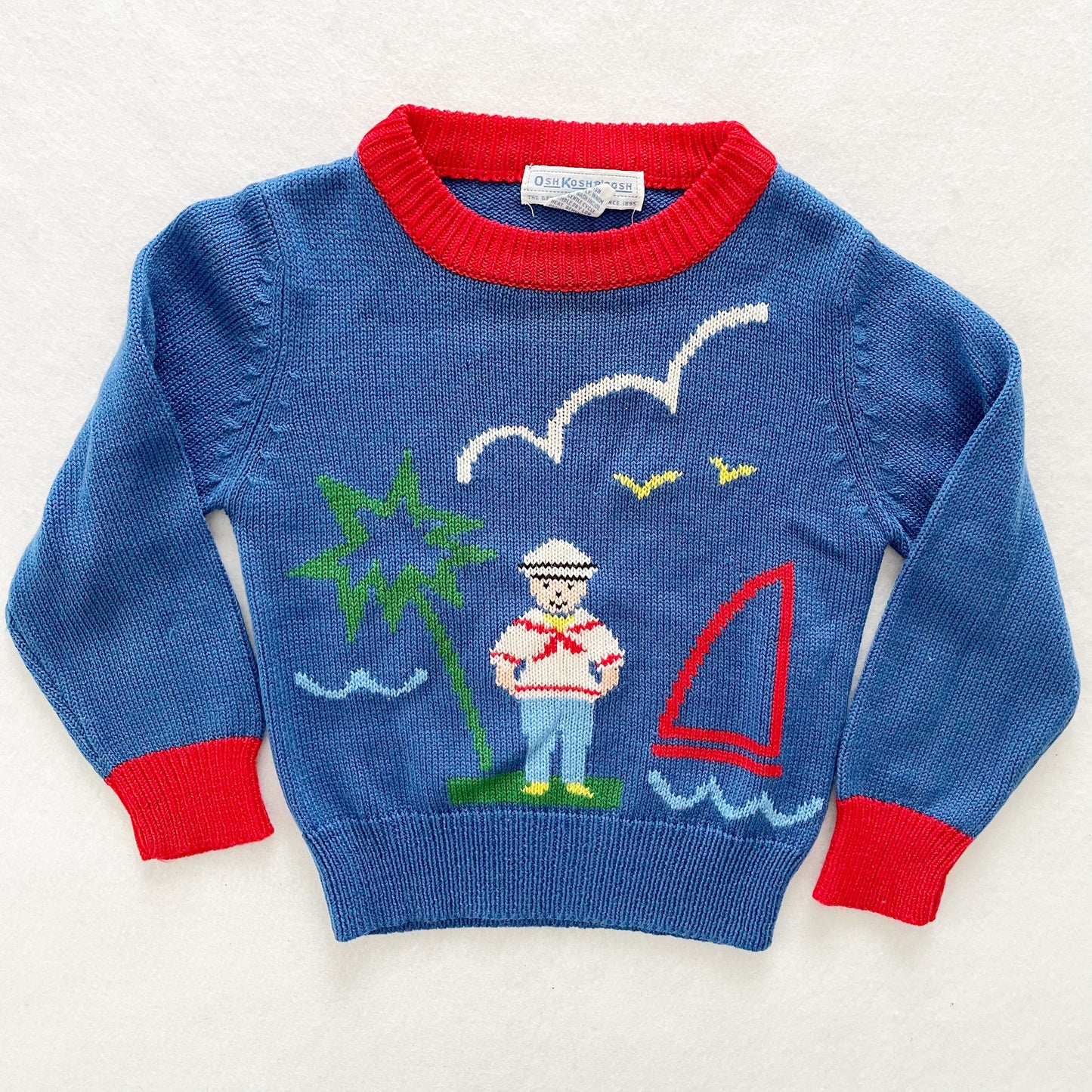OshKosh Sailor Boy Sweater - Yellow Clover Vintage Kids Clothes
