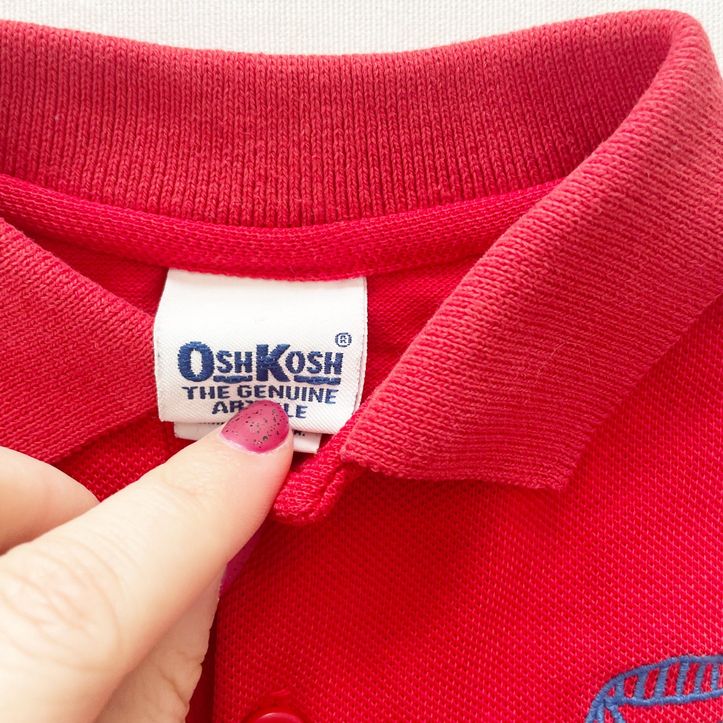 OshKosh Red Logo Embroidered Polo - Yellow Clover Vintage Kids Clothes