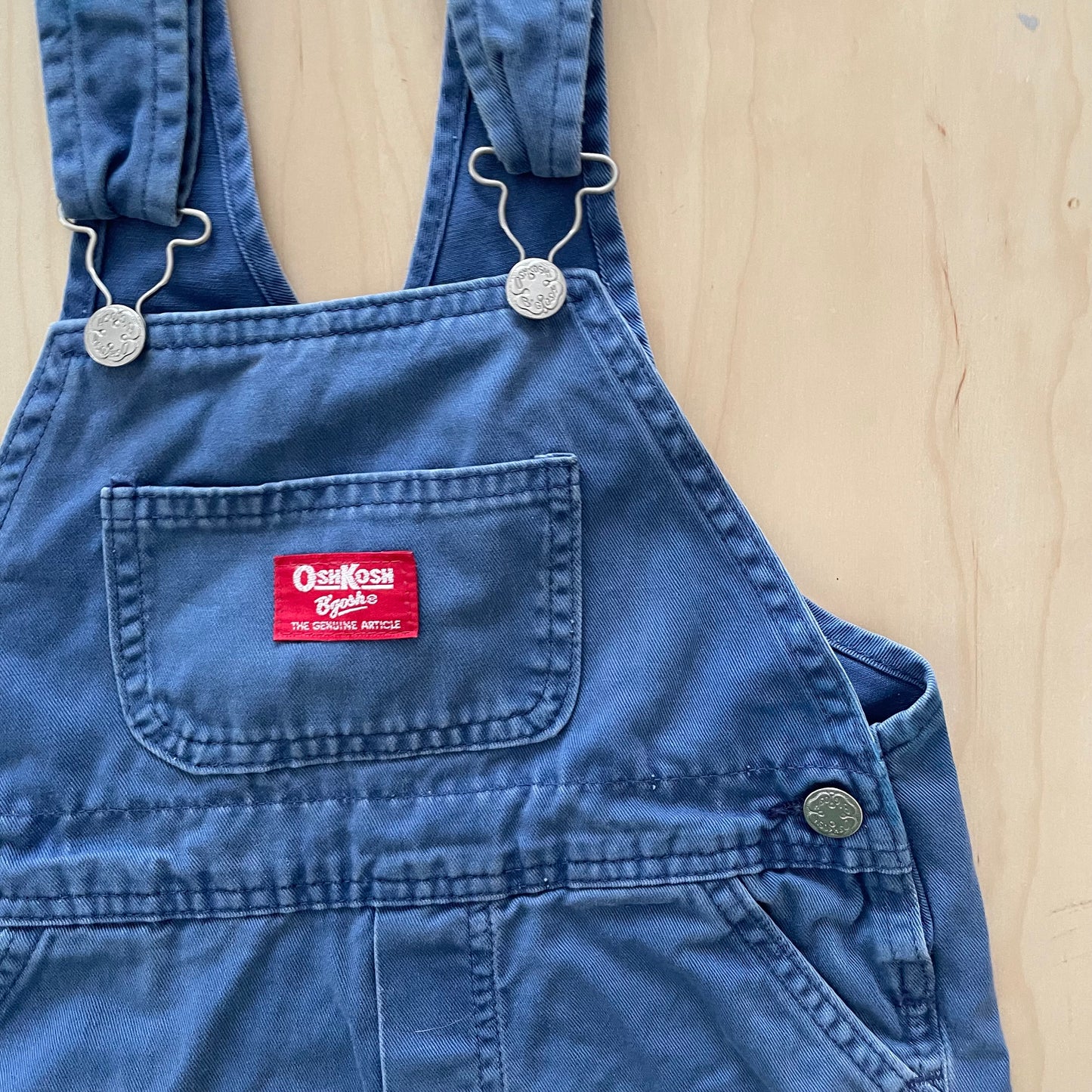 OshKosh Dusty Blue Shortalls - Yellow Clover Vintage Kids Clothes