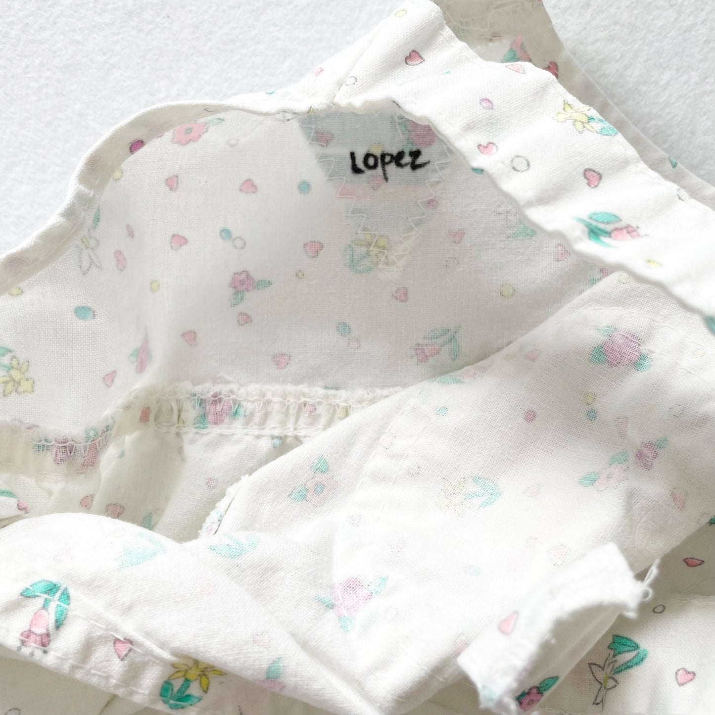 OshKosh White Floral Bubble Overalls - Yellow Clover Vintage Kids Clothes