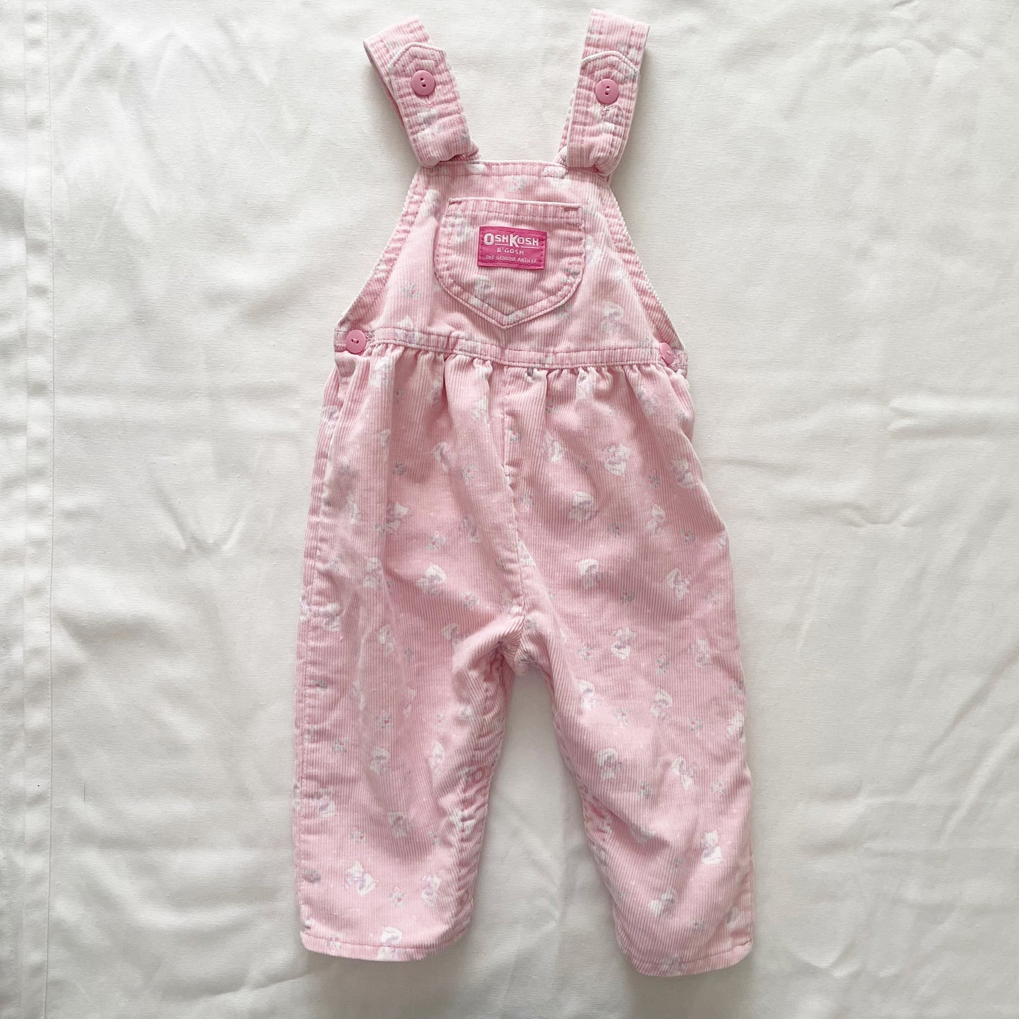 OshKosh Kitty Cat Fine Cord Bow Back Overalls