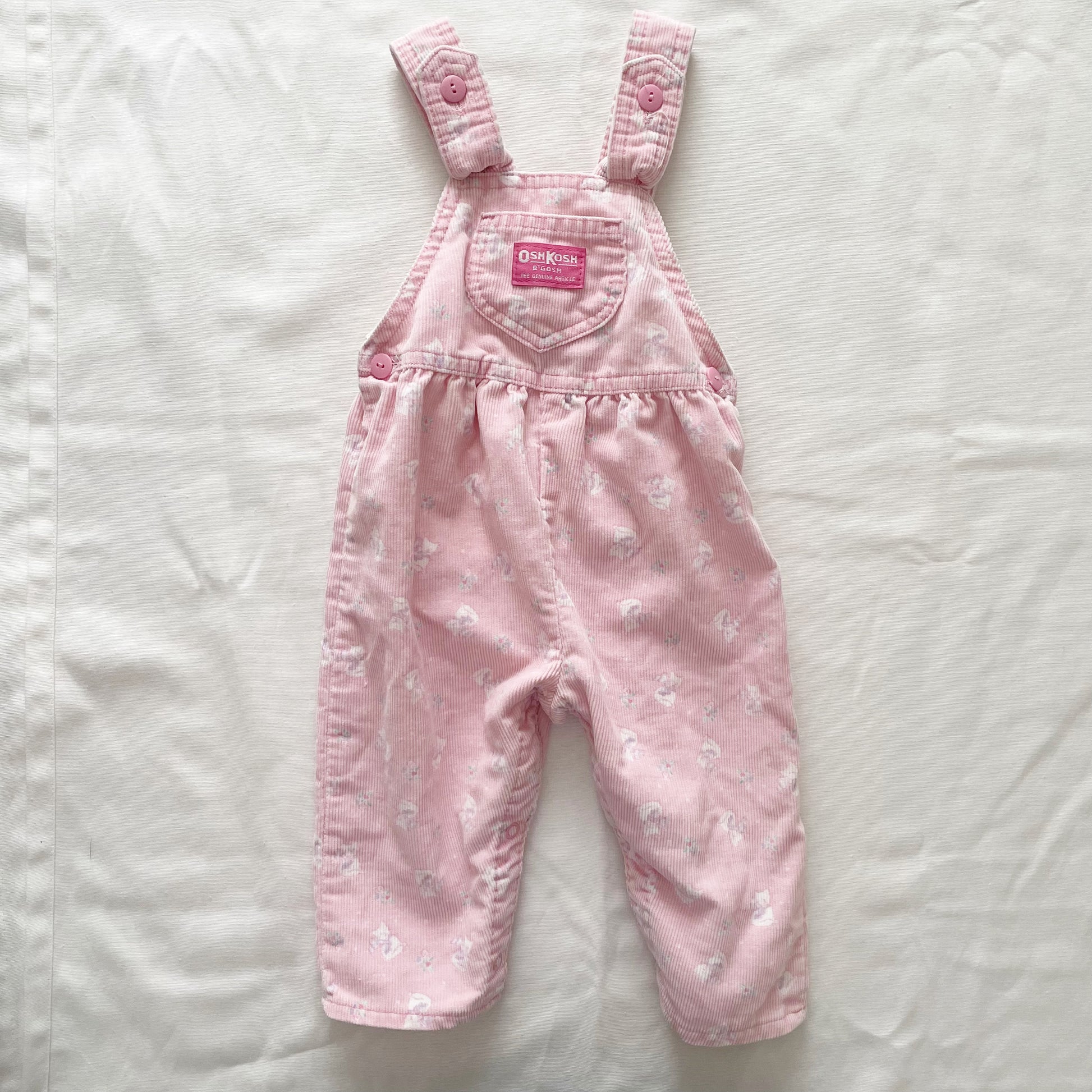 Vintage OshKosh Kitty Cat Fine Cord Bow Back Overalls