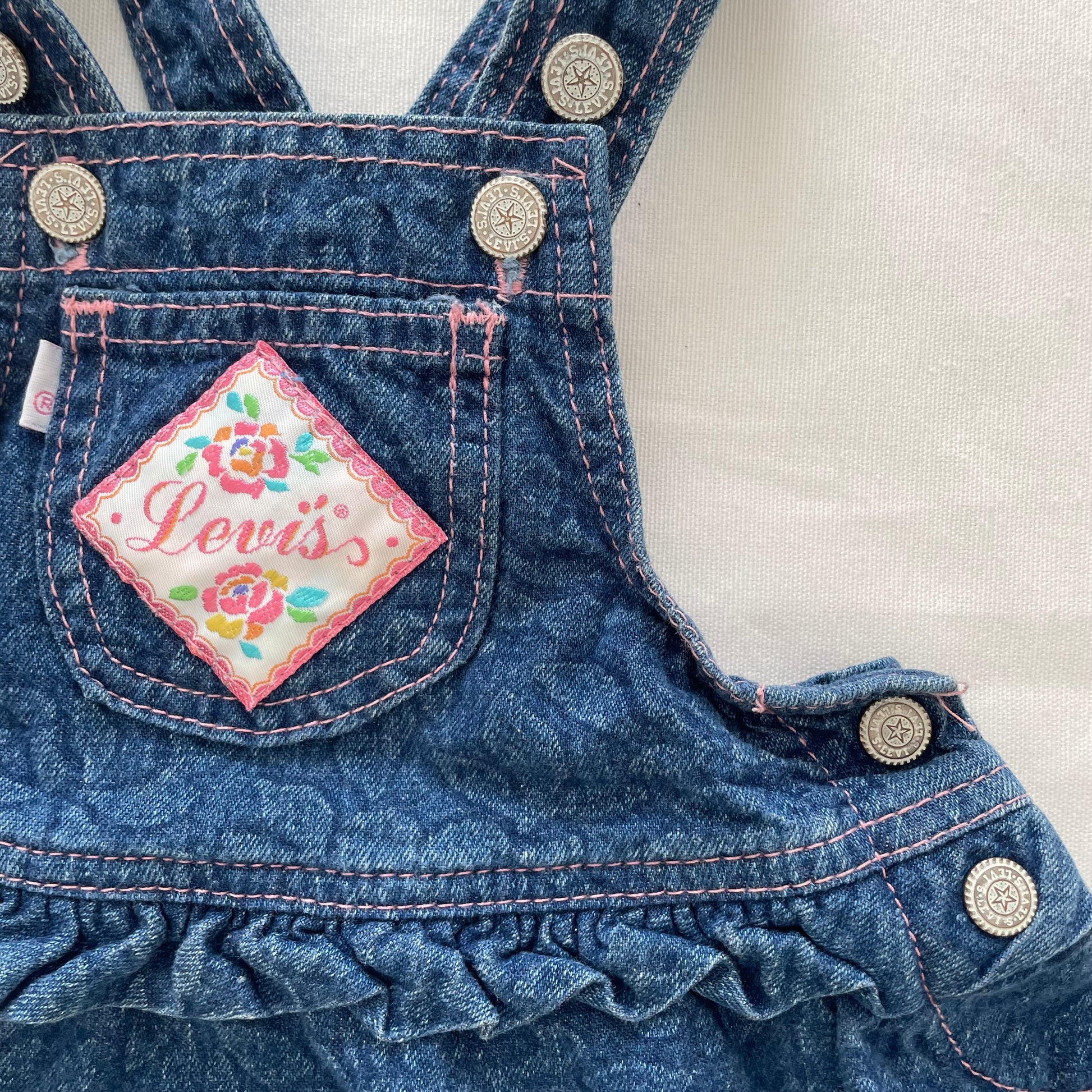 Levi’s Floral Denim Skirtall - Yellow Clover Vintage Kids Clothes