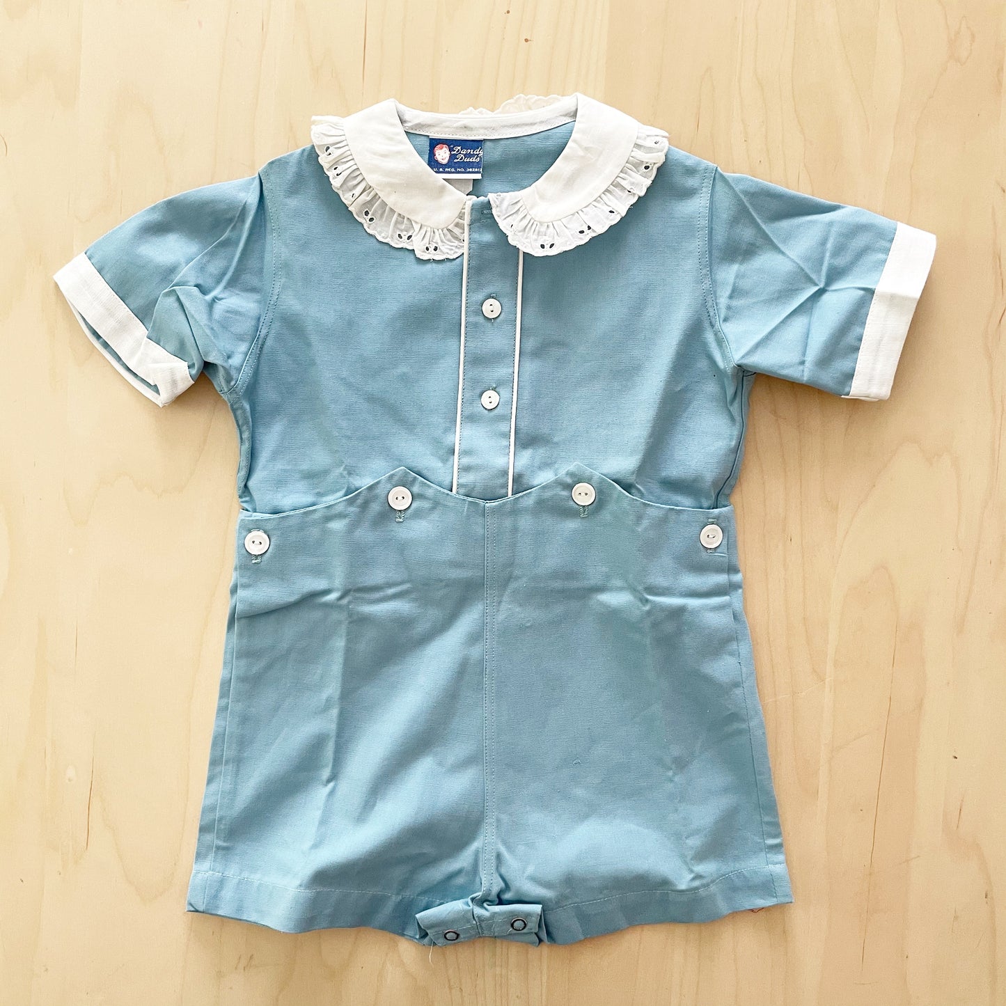 Dandy Duds Button Romper - Yellow Clover Vintage Kids Clothes