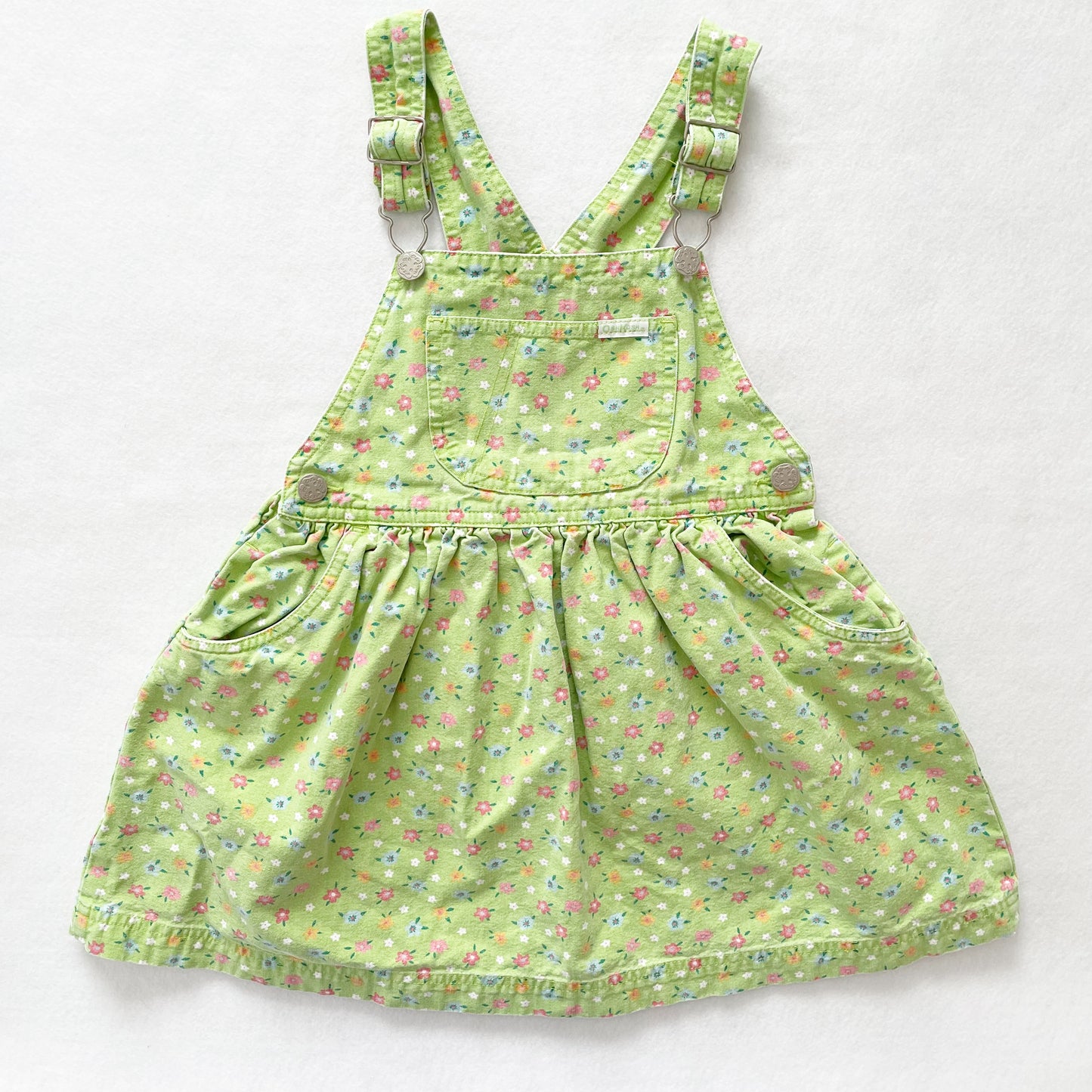 OshKosh Green Floral Skirtall - Yellow Clover Vintage Kids Clothes