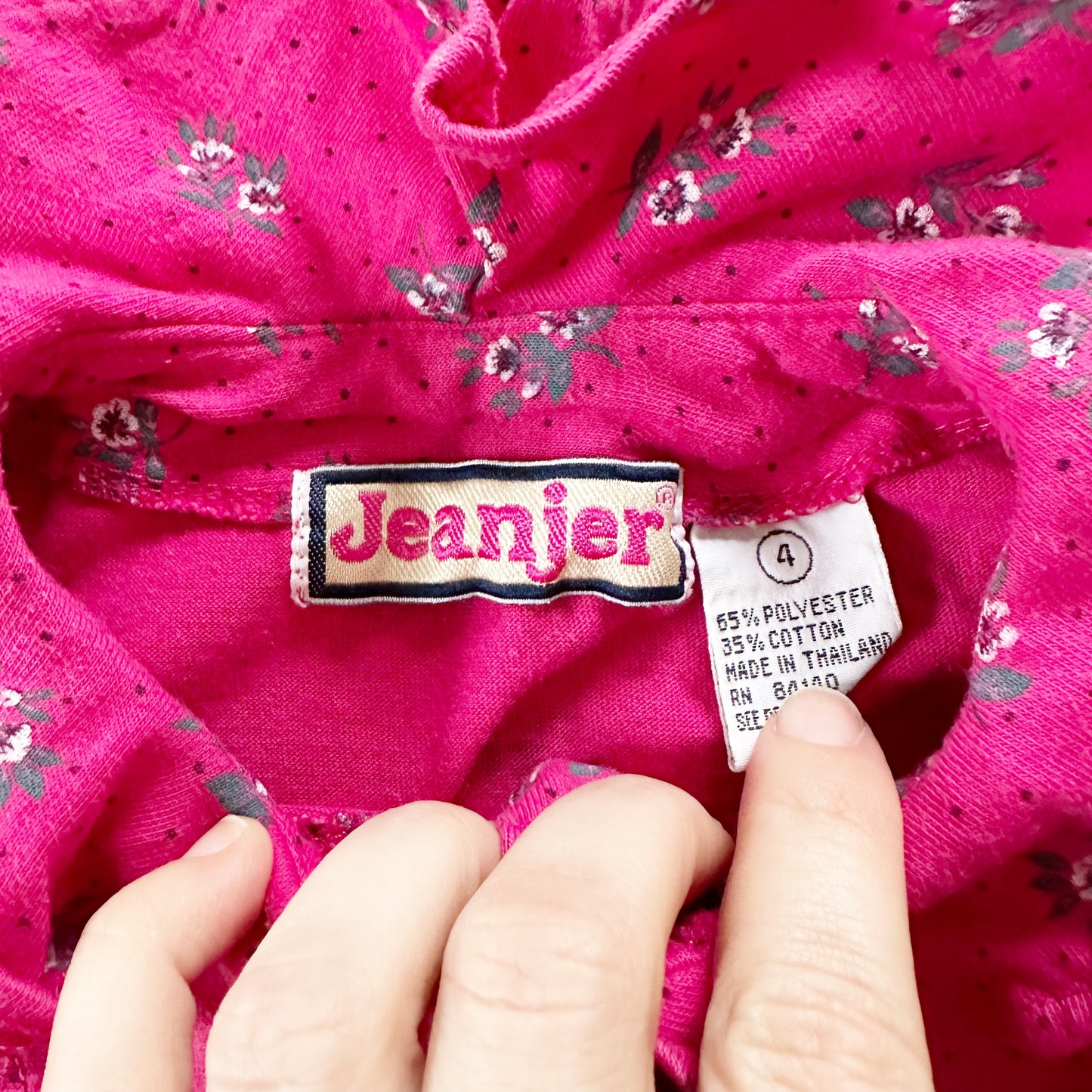 Jeanjer Floral Ruffle Collar Top - Yellow Clover Vintage Kids Clothes