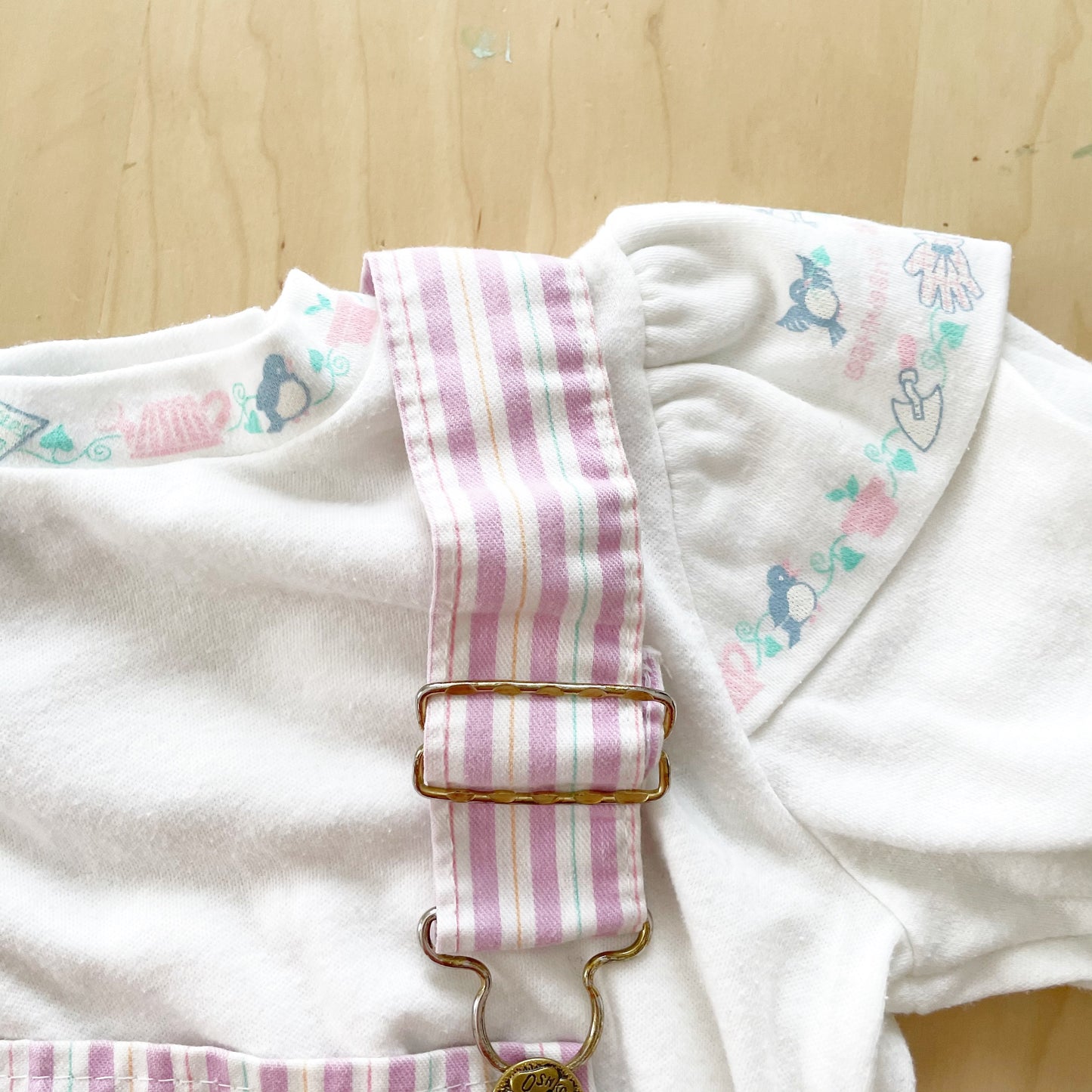 Vintage OshKosh Lilac Striped Skirtall Set - Yellow Clover Vintage Kids Clothes