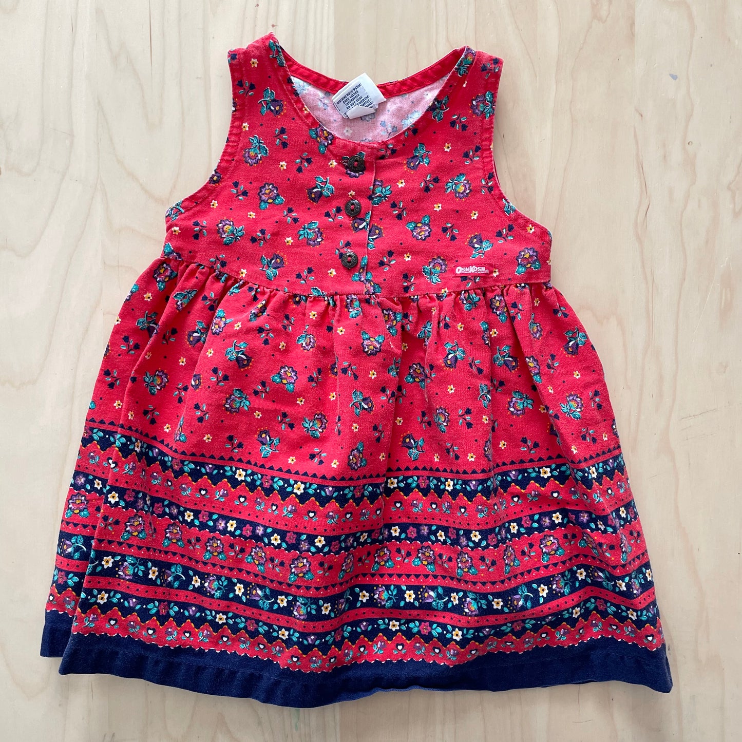 OshKosh Red Paisley Floral Dress - Yellow Clover Vintage Kids Clothes