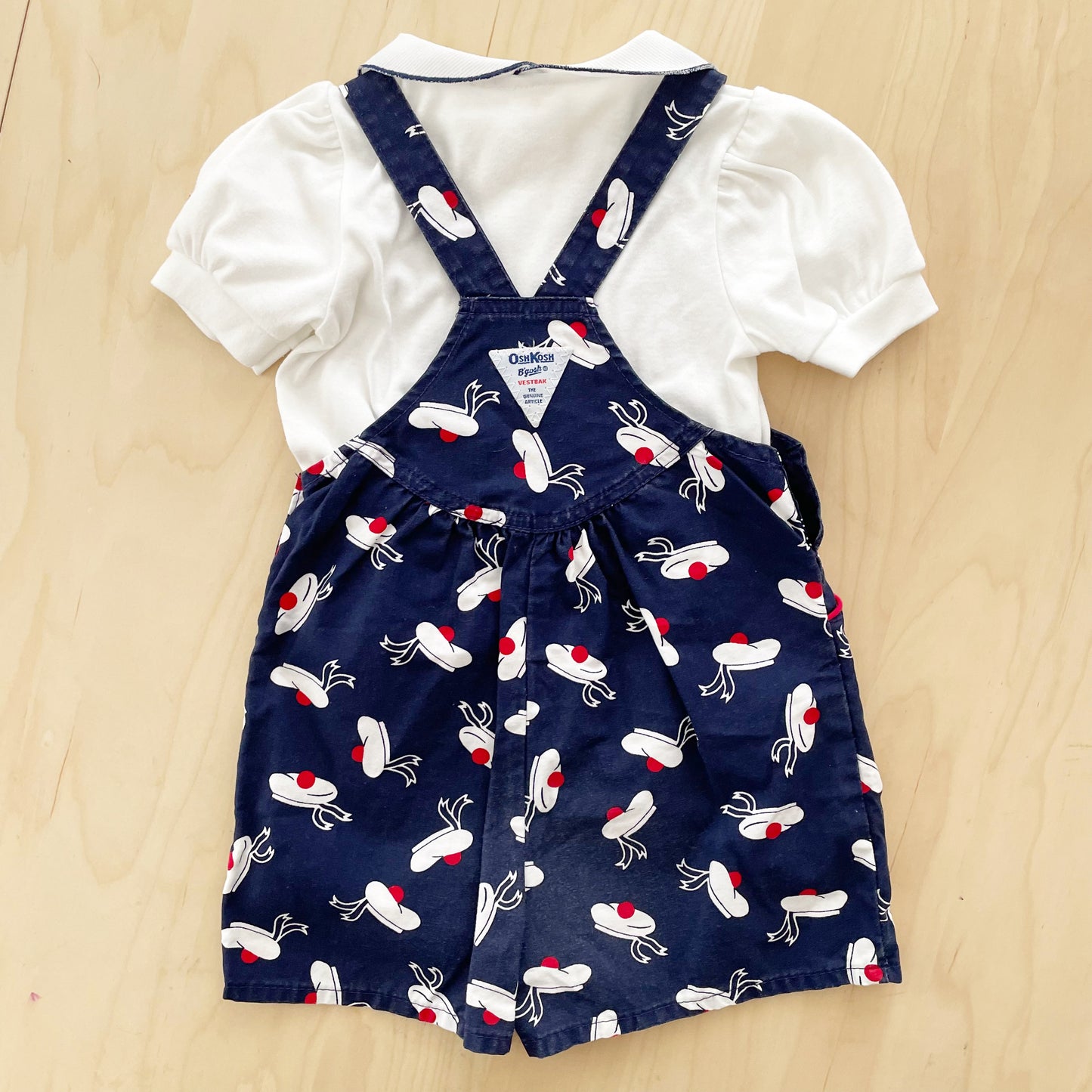 OshKosh Sailor Hat Shortalls Set - Yellow Clover Vintage Kids Clothes