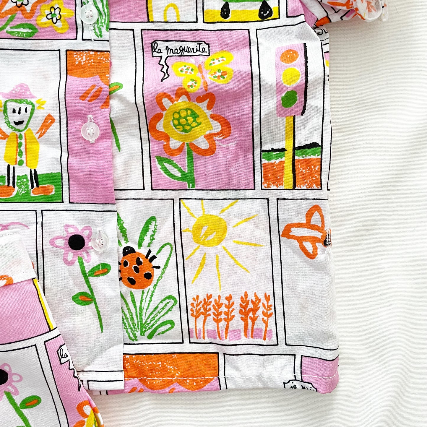 Happy Doodle Button Up Shirt Set • 4T - Yellow Clover Vintage Kids Clothes