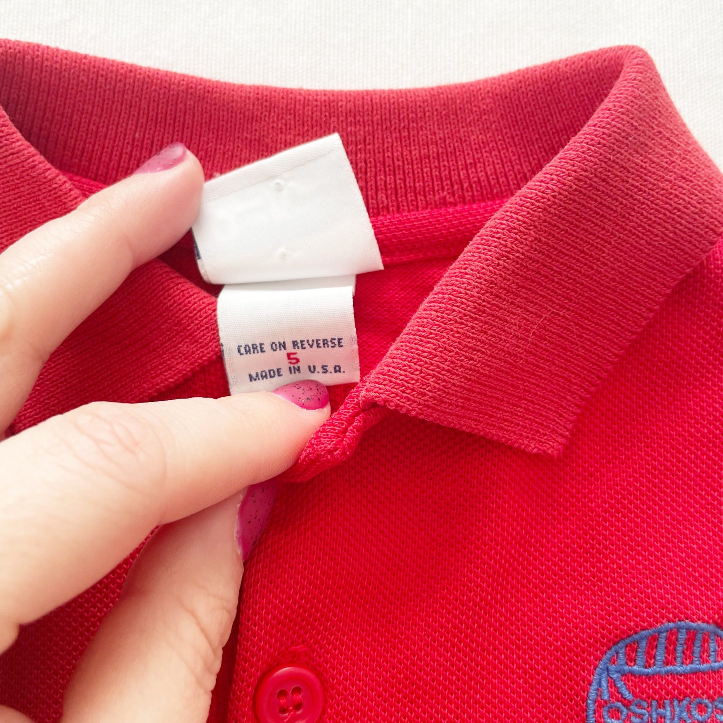 OshKosh Red Logo Embroidered Polo - Yellow Clover Vintage Kids Clothes