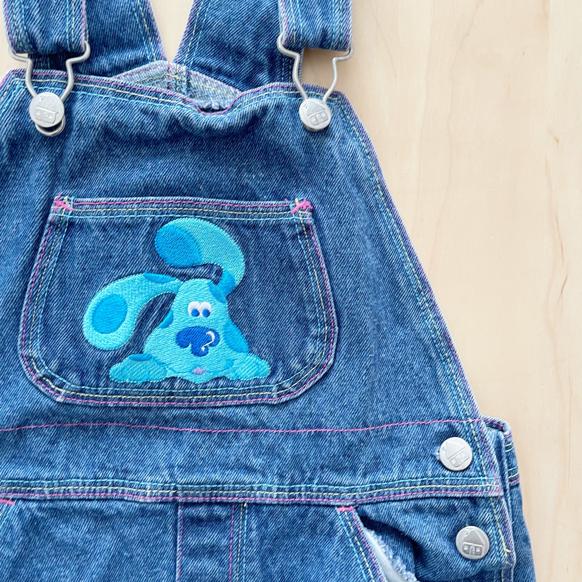 Blue’s Clues Denim Shortall Overalls - Yellow Clover Vintage Kids Clothes