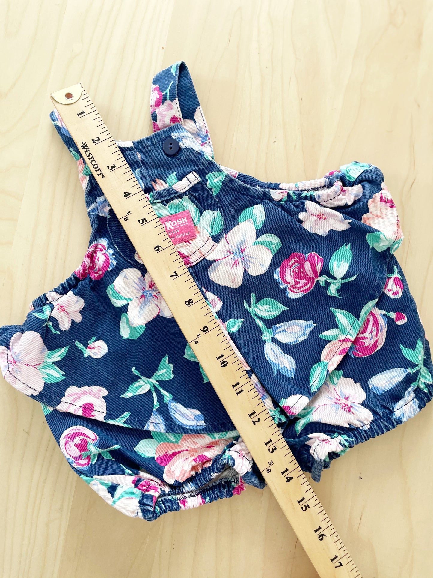 Vintage OshKosh Floral Ballet Co Bubble Overalls Romper
