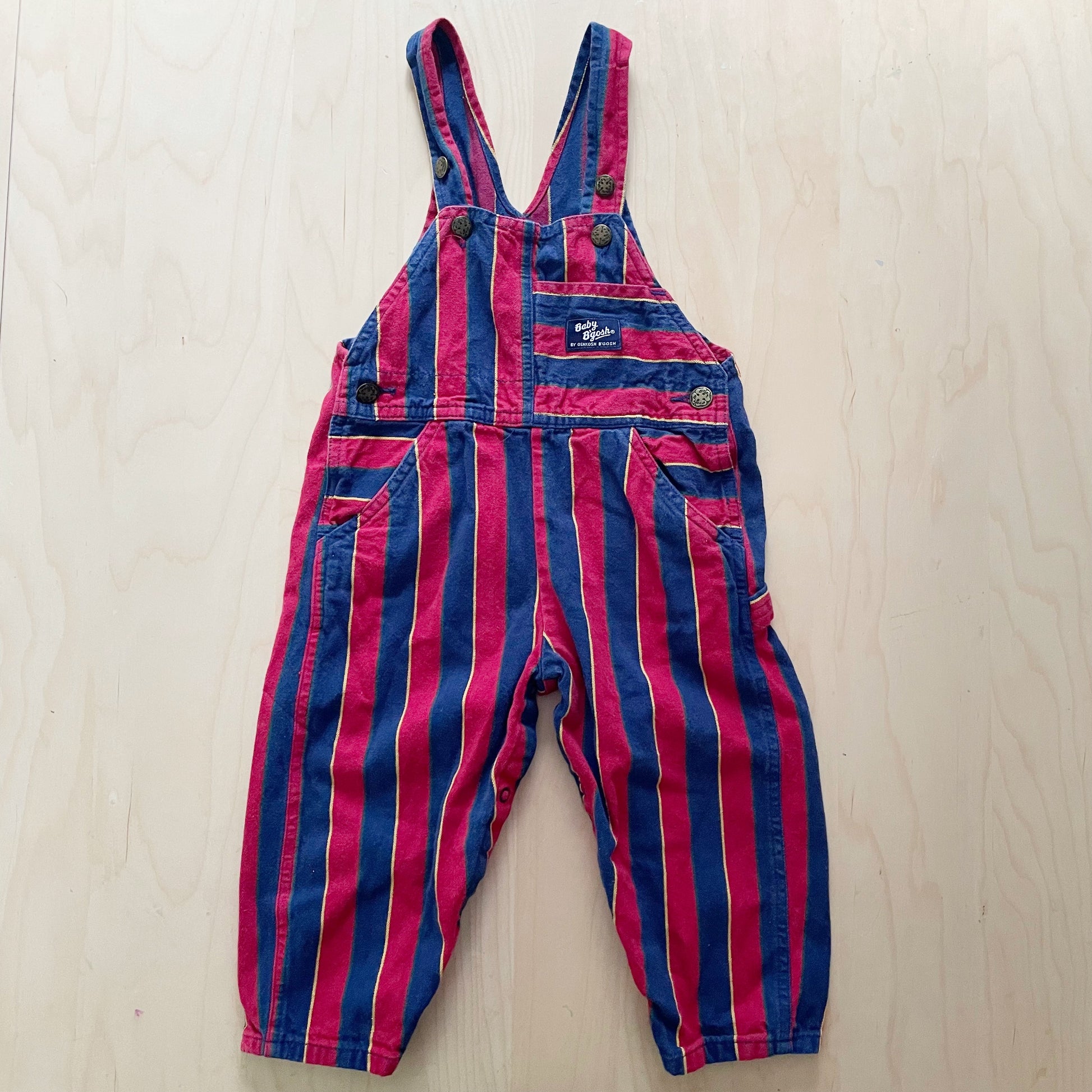 Vintage OshKosh Wide Stripe Overalls - Yellow Clover Vintage Kids Clothes