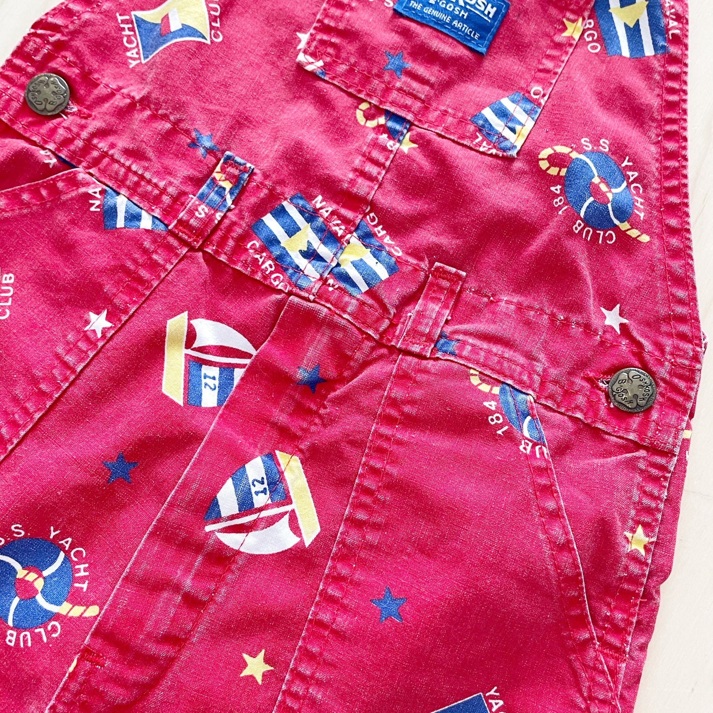 OshKosh Nautical Red Shortalls - Yellow Clover Vintage Kids Clothes