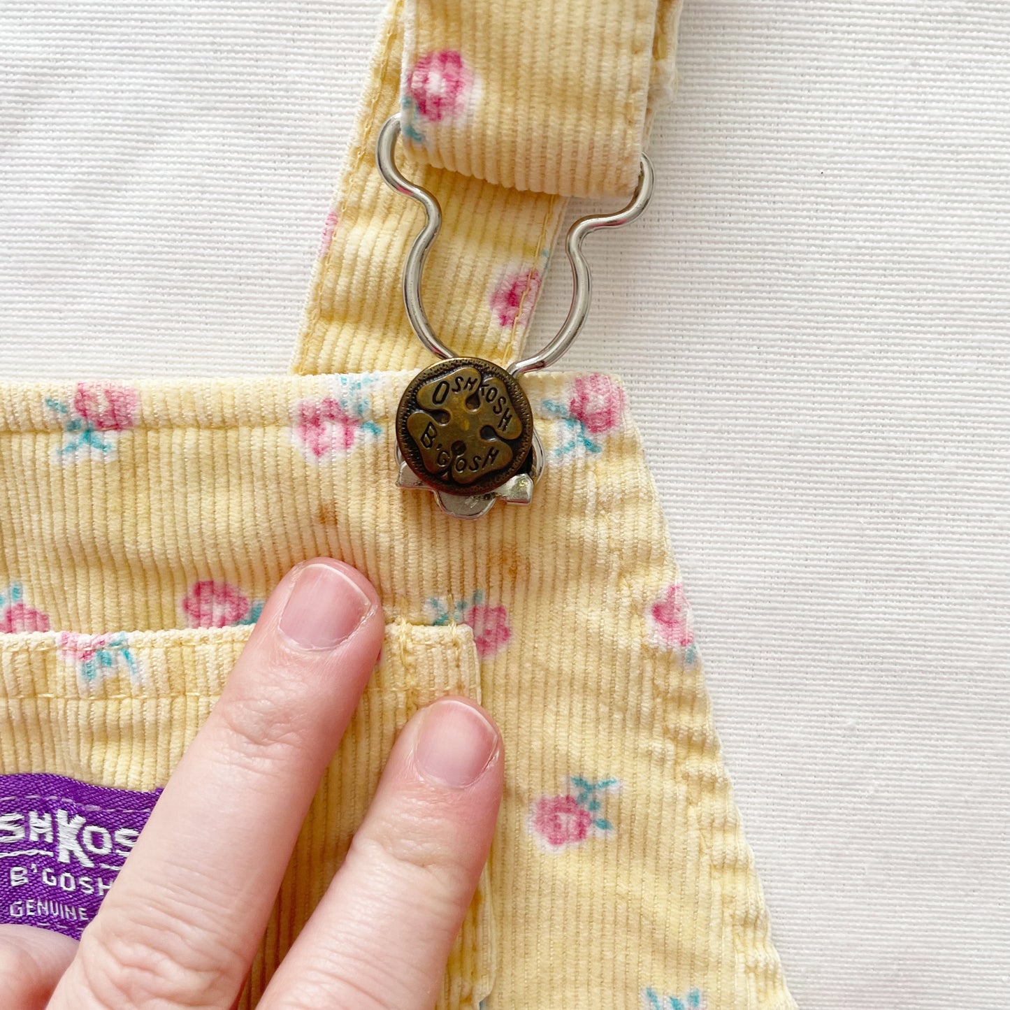 OshKosh Yellow Floral Cord Skirtall - Yellow Clover Vintage Kids Clothes