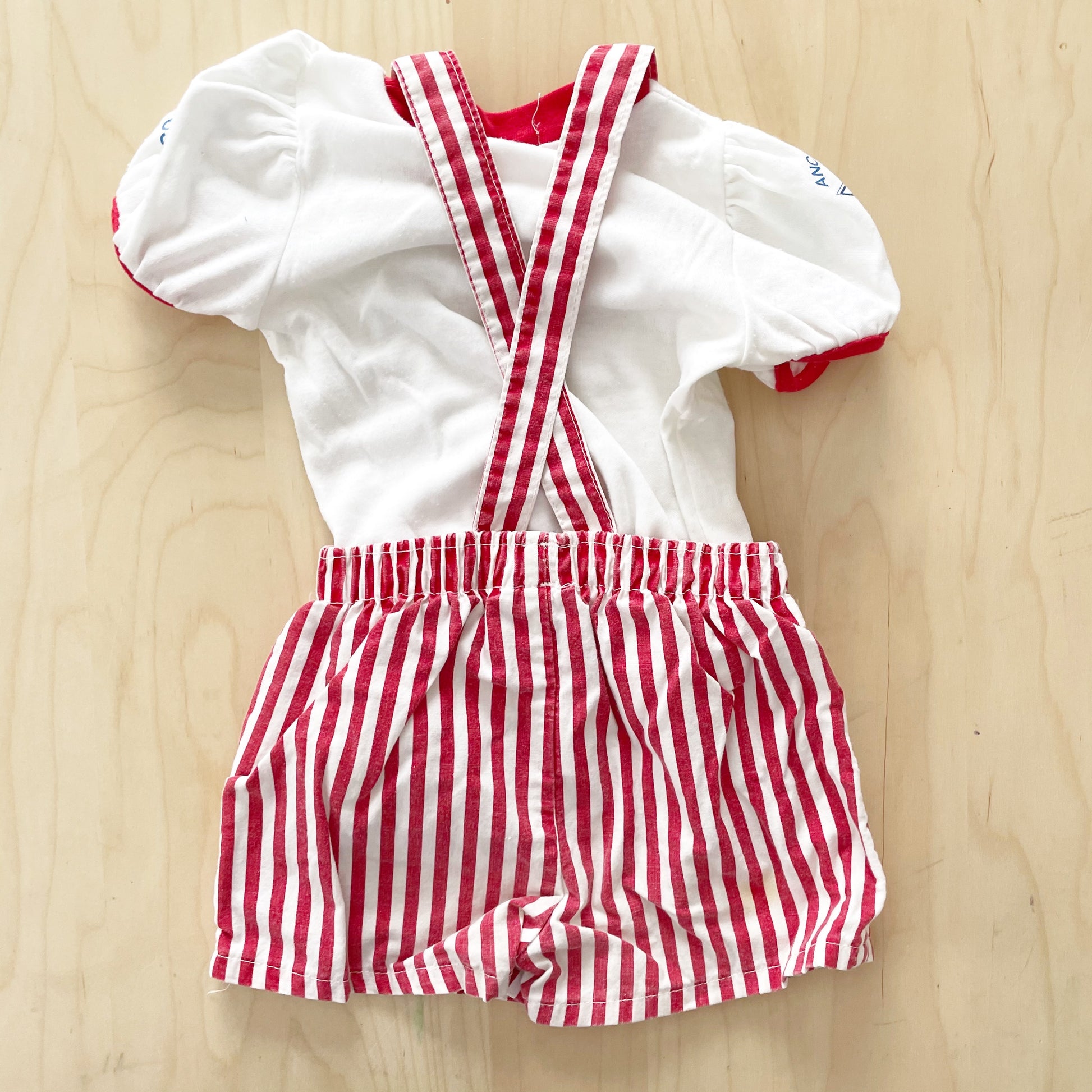 OshKosh Red Stripe Shortalls Set - Yellow Clover Vintage Kids Clothes