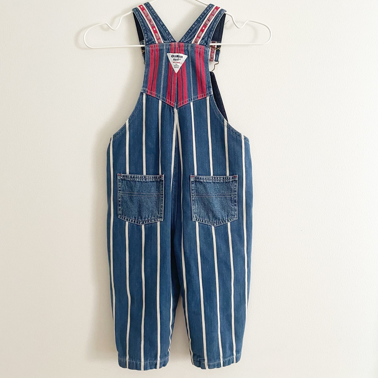 OshKosh Striped Lined Denim Overalls - Yellow Clover Vintage Kids Clothes
