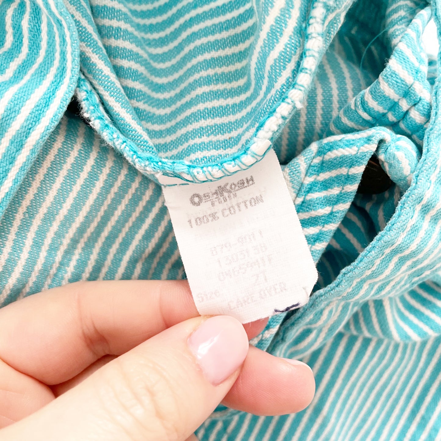 OshKosh Turquoise Hickory Stripe Bubble Overalls - Yellow Clover Vintage Kids Clothes