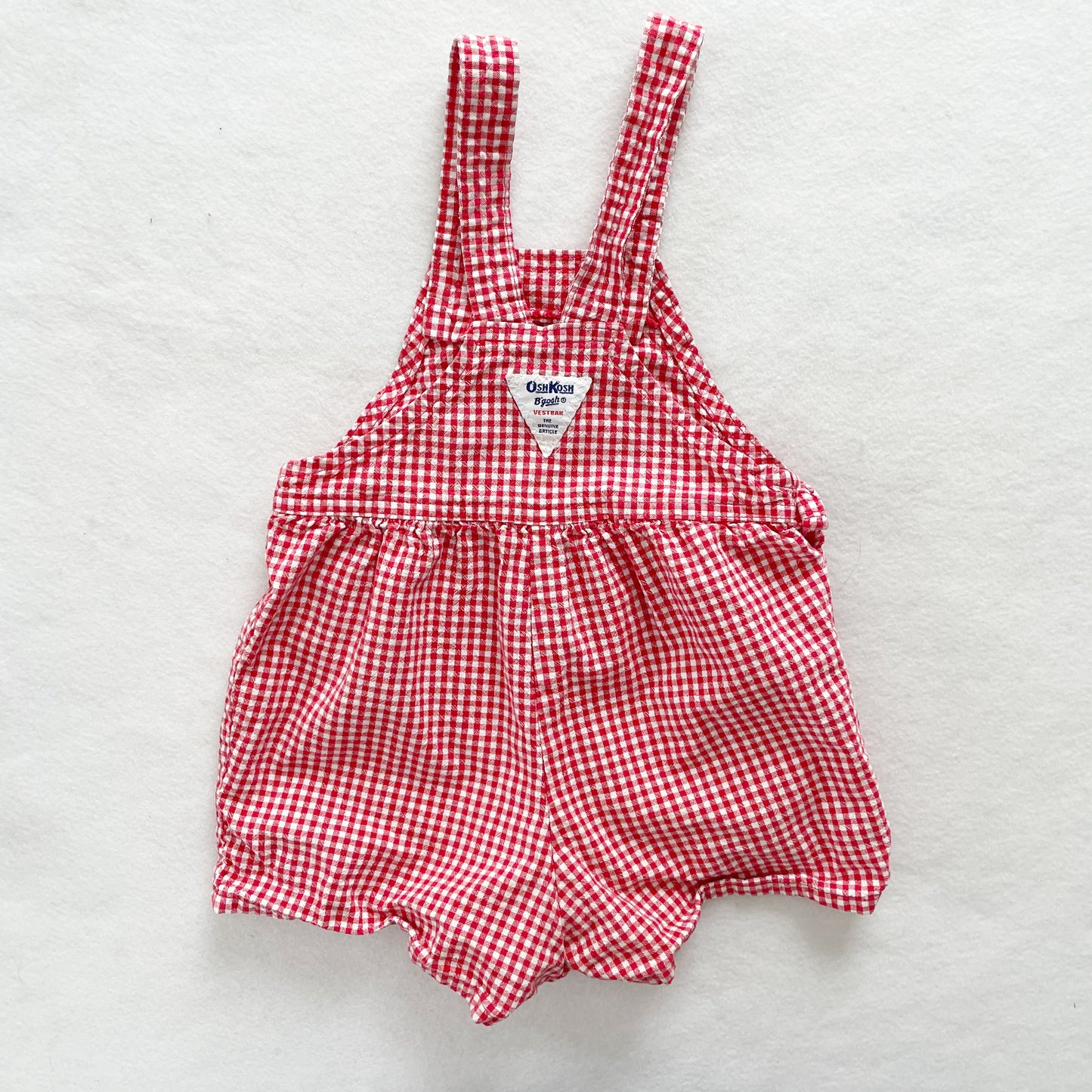 OshKosh Gingham Red Shortalls - Yellow Clover Vintage Kids Clothes