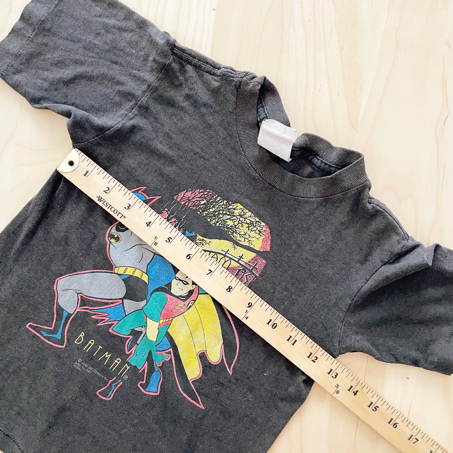 Vintage 1992 Batman and Robin Kids Graphic Tee - Yellow Clover Vintage Kids Clothes