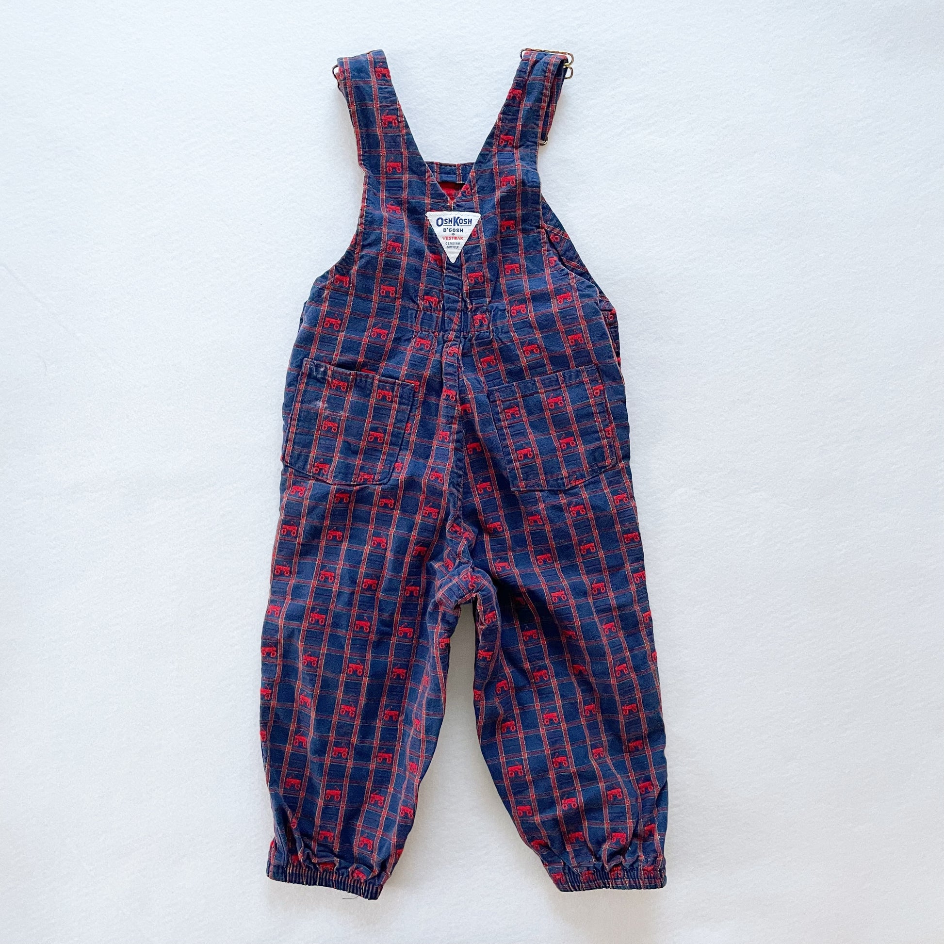 OshKosh Wagon Woven Bubble Overalls - Yellow Clover Vintage Kids Clothes